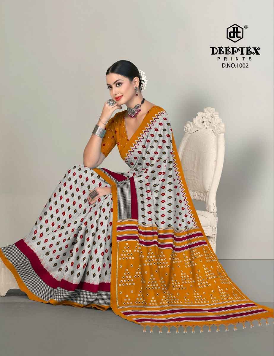Deeptex Prints Ikkat Special Vol-10 Pure Cotton Saree Wholesale Price ( 10 Pcs Catalogue )