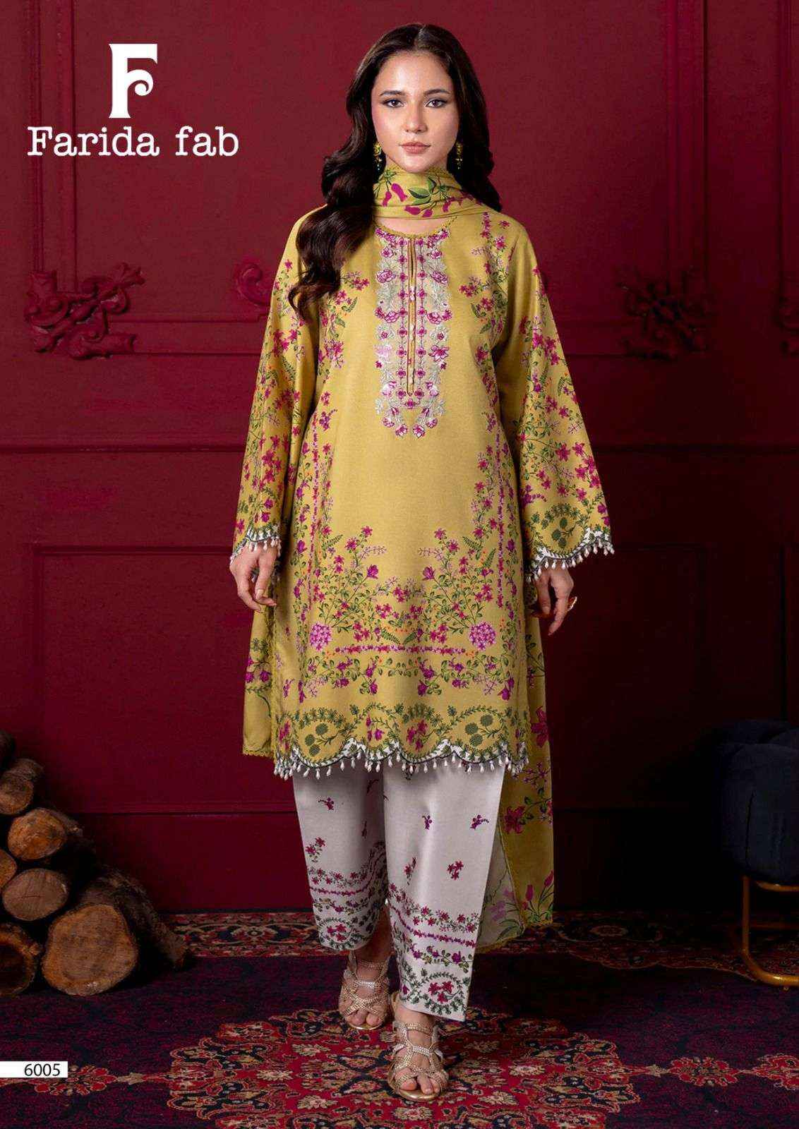 Farida Fab Ramsha Vol 6 Unstitch Pure Cotton Suit Collection ( 6 Pcs Catalog )