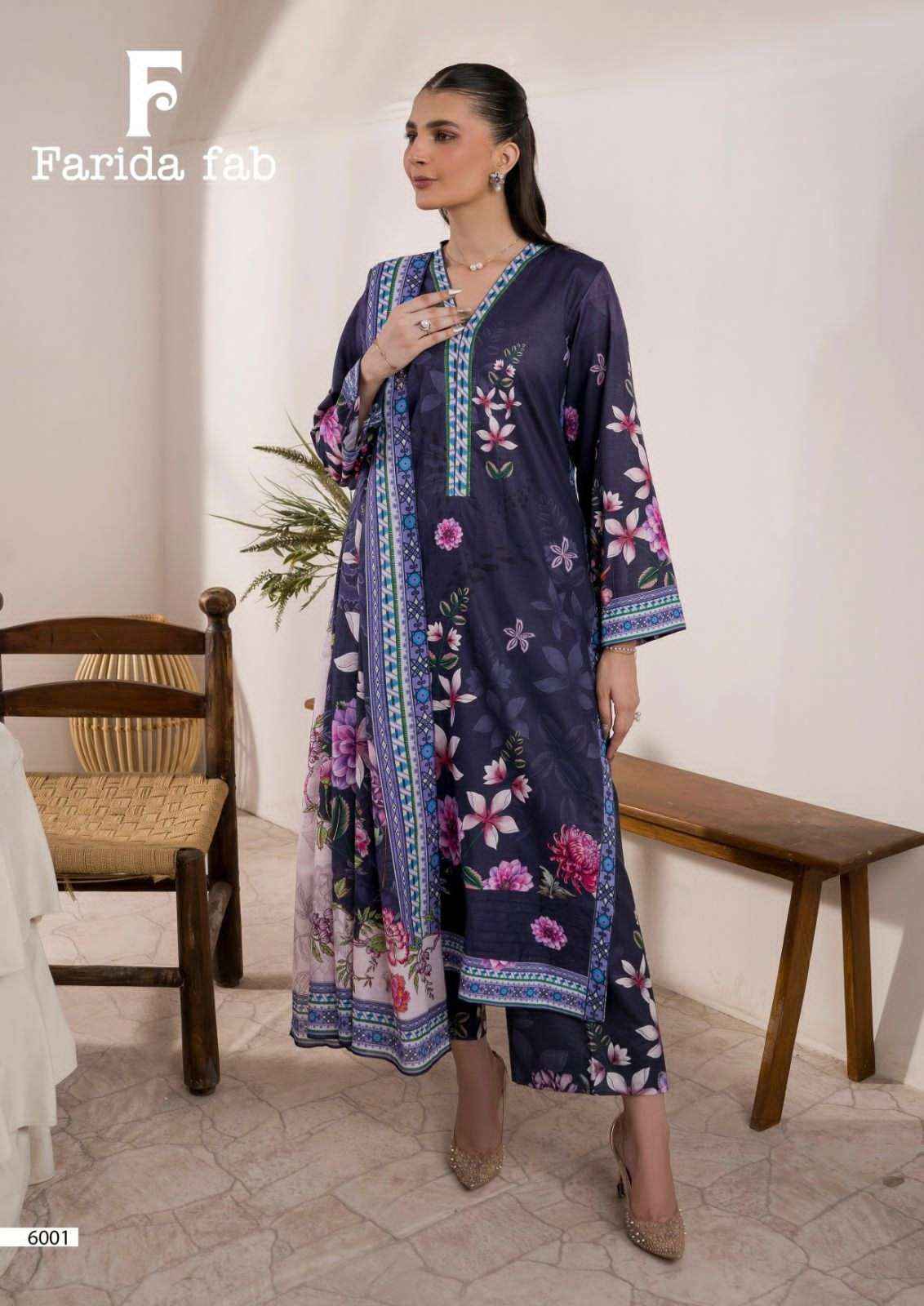 Farida Fab Ramsha Vol 6 Unstitch Pure Cotton Suit Collection ( 6 Pcs Catalog )