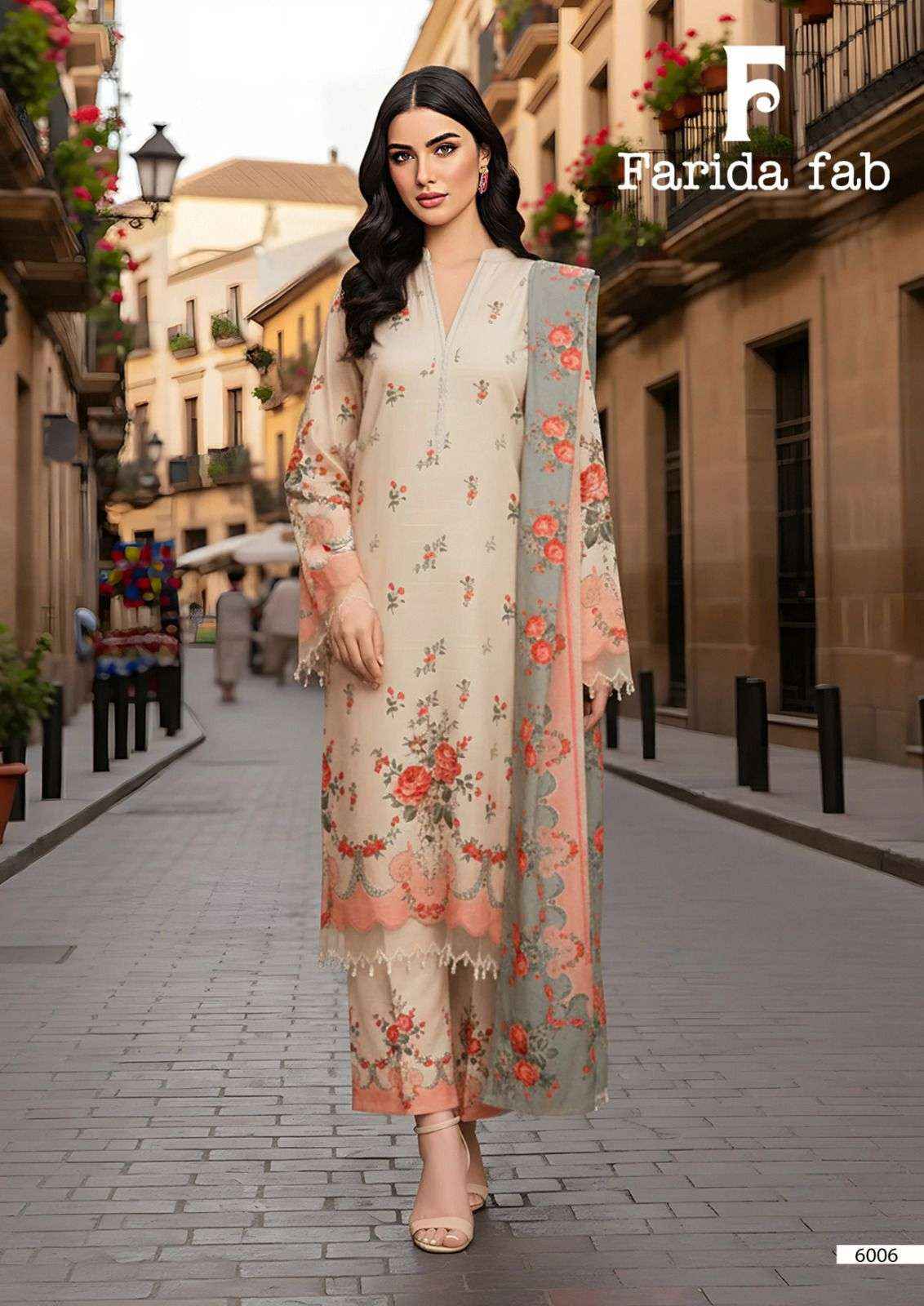 Farida Fab Ramsha Vol 6 Unstitch Pure Cotton Suit Collection ( 6 Pcs Catalog )