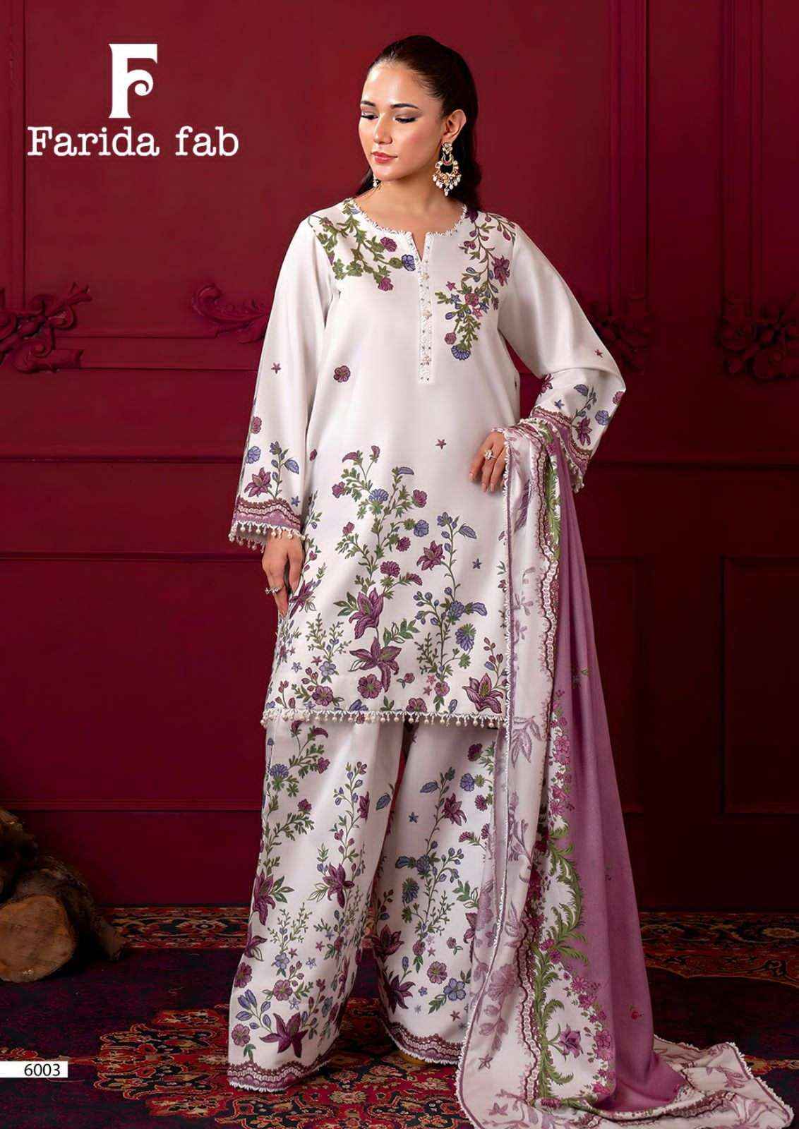 Farida Fab Ramsha Vol 6 Unstitch Pure Cotton Suit Collection ( 6 Pcs Catalog )
