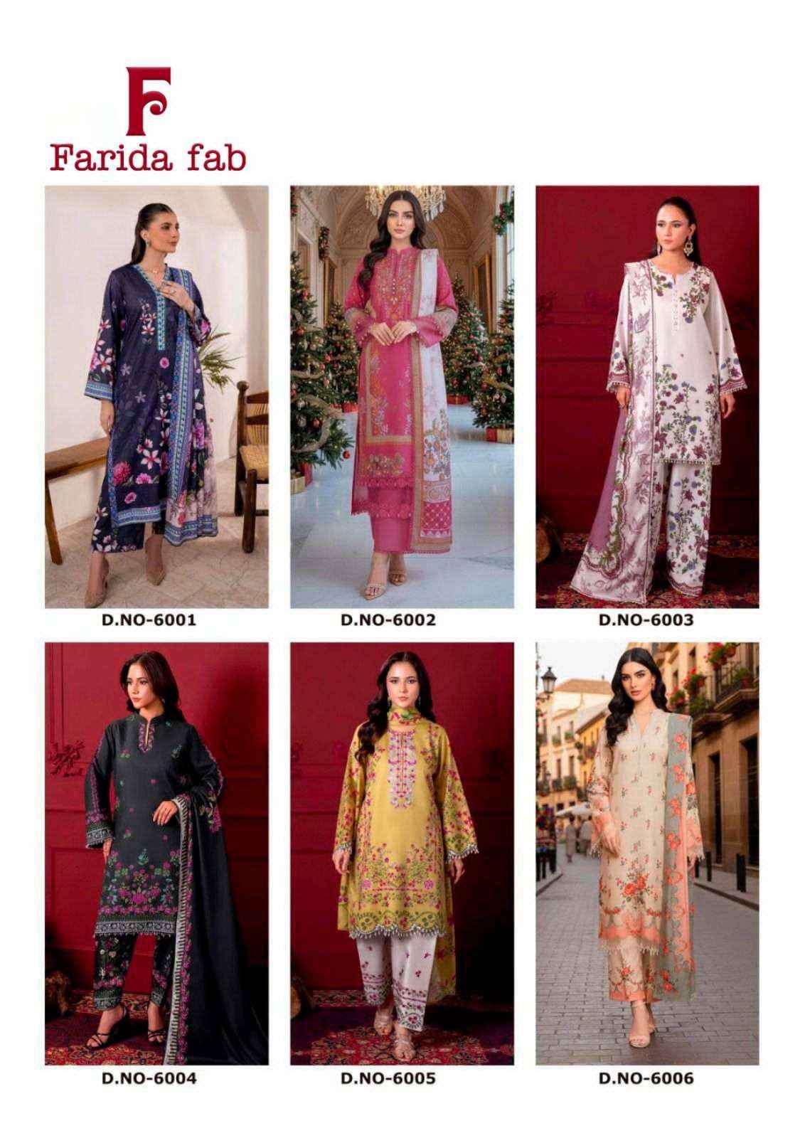 Farida Fab Ramsha Vol 6 Unstitch Pure Cotton Suit Collection ( 6 Pcs Catalog )