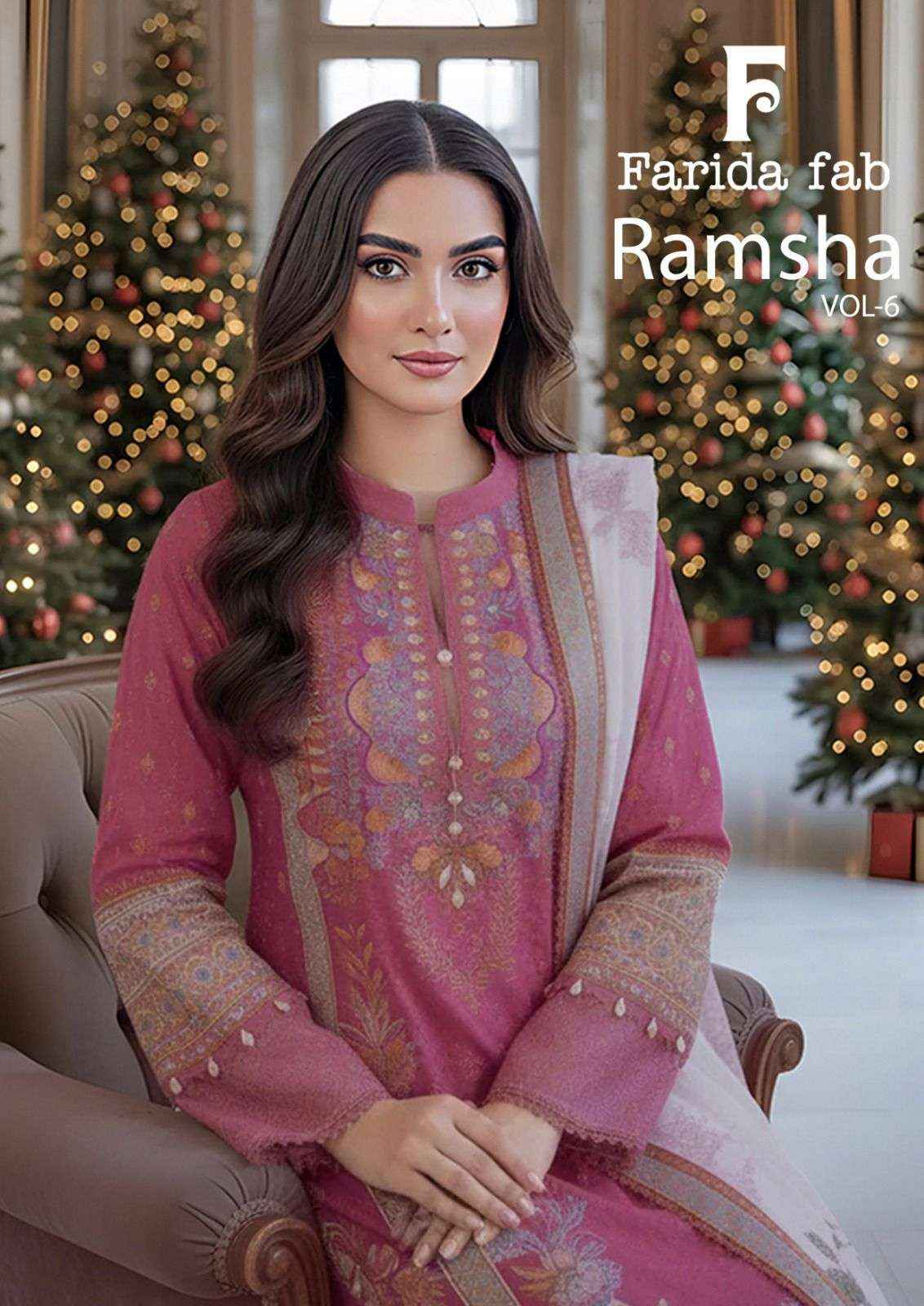 Farida Fab Ramsha Vol 6 Unstitch Pure Cotton Suit Collection ( 6 Pcs Catalog )