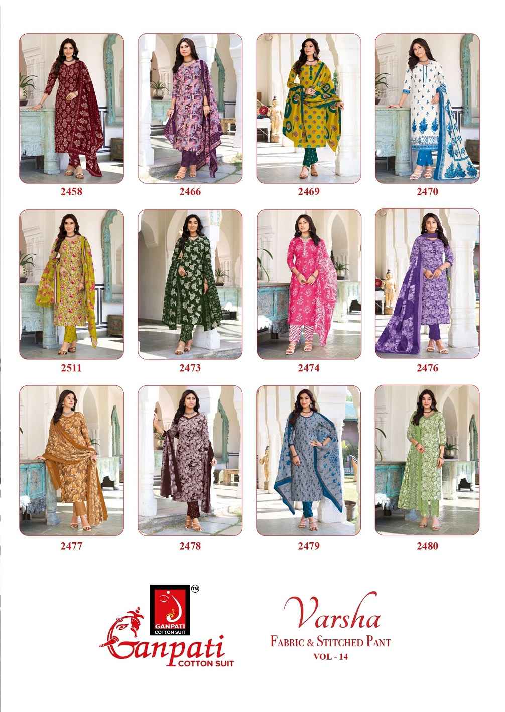 Ganpati Varsha Vol-14 Pure Cotton Readymade Suits Wholesale Price ( 12 Pcs Catalogue )