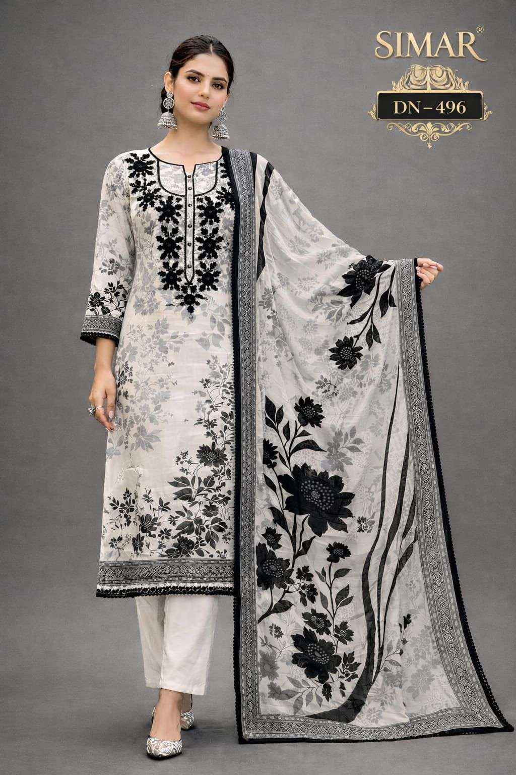 Glossy Simar 496 Fancy Muslin Dress Material Wholesale Collection ( 2 Pcs Catalog )