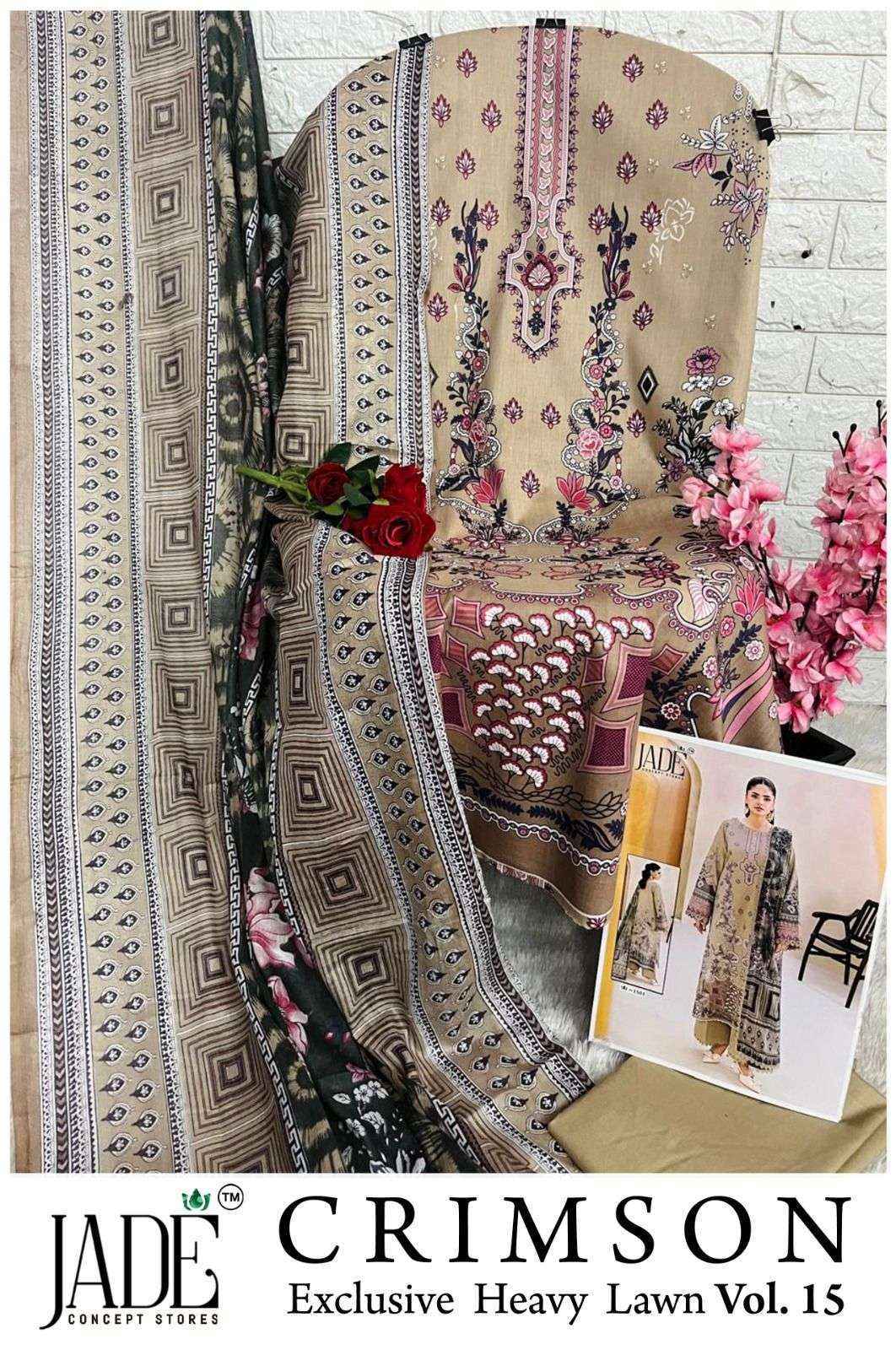 Jade Crimson Vol 15 Lawn Cotton Dress Material Wholesale Collection ( 6 Pcs Catalog )