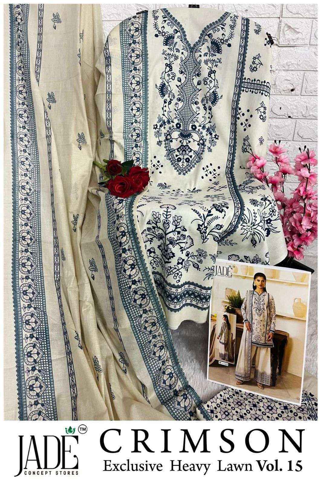 Jade Crimson Vol 15 Lawn Cotton Dress Material Wholesale Collection ( 6 Pcs Catalog )