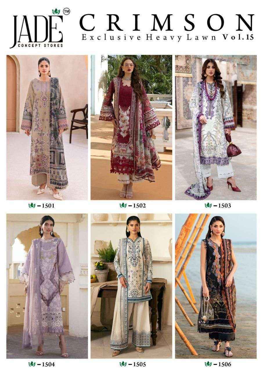 Jade Crimson Vol 15 Lawn Cotton Dress Material Wholesale Collection ( 6 Pcs Catalog )