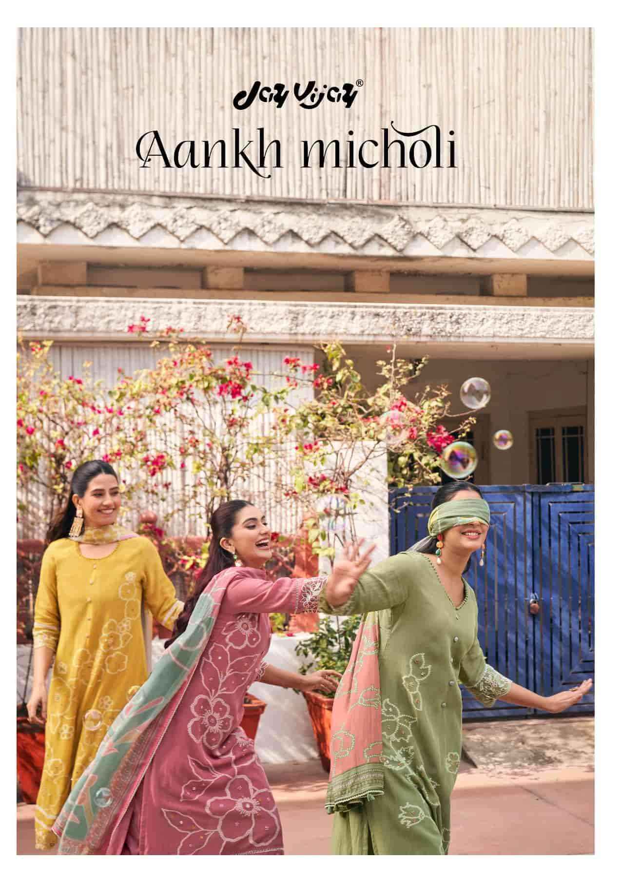 Jay Vijay Aankh Micholi Fancy Chanderi Jacquard Designer Suit Collection ( 6 Pcs Catalog )