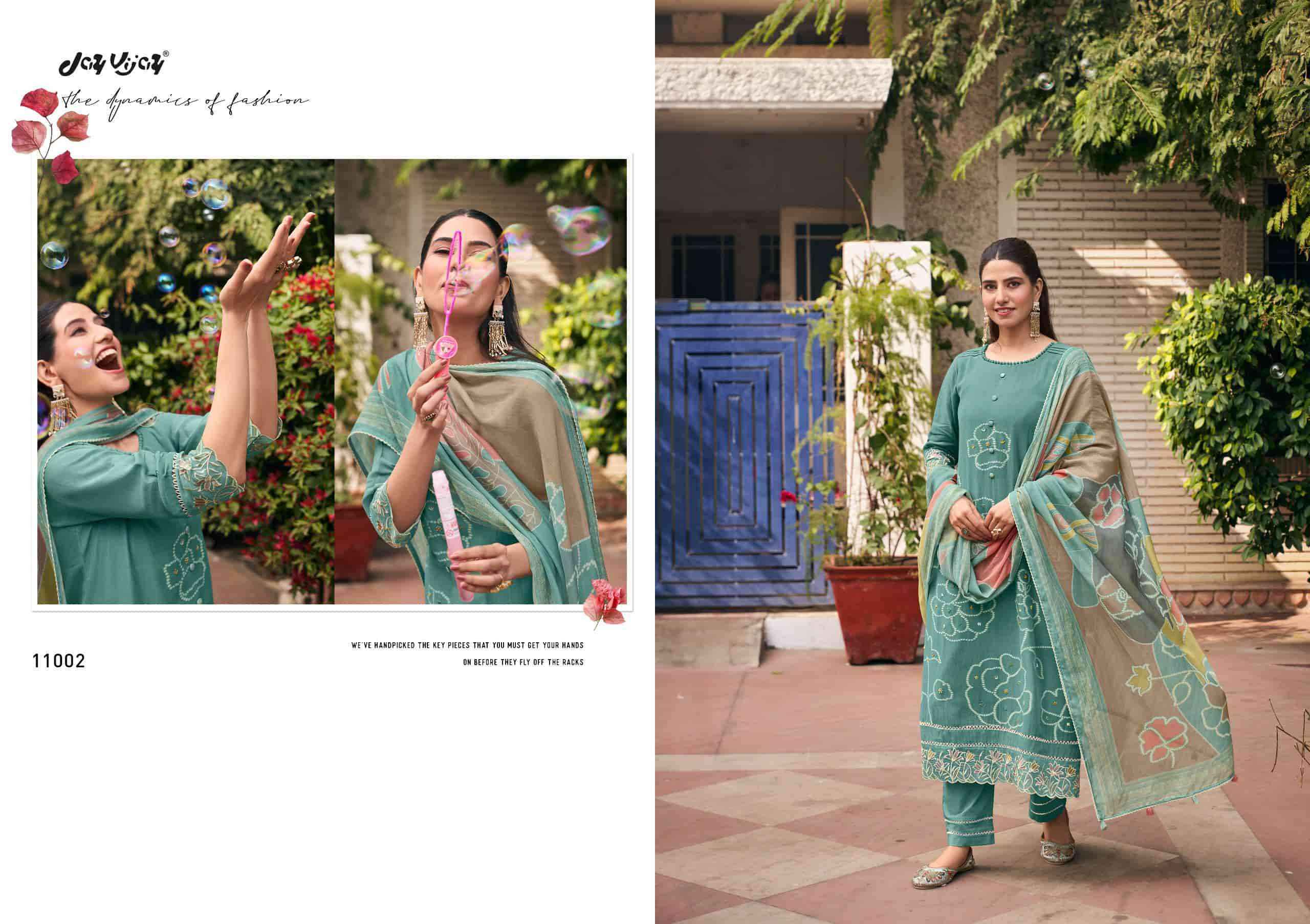 Jay Vijay Aankh Micholi Fancy Chanderi Jacquard Designer Suit Collection ( 6 Pcs Catalog )