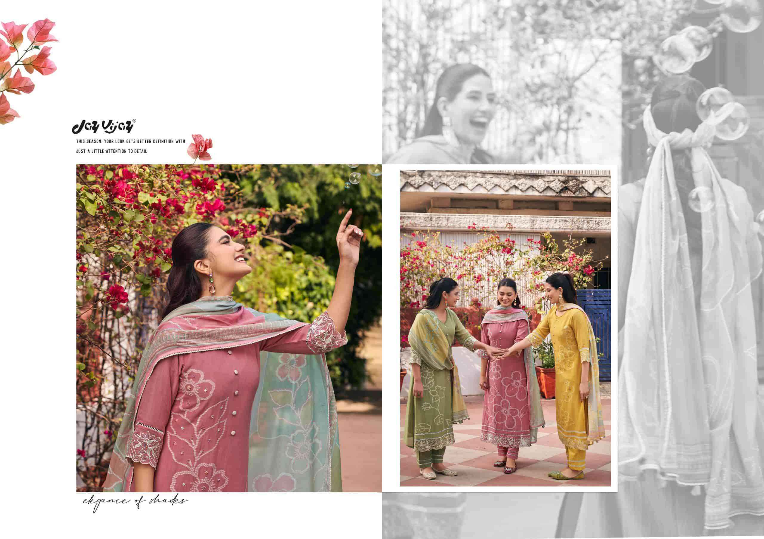 Jay Vijay Aankh Micholi Fancy Chanderi Jacquard Designer Suit Collection ( 6 Pcs Catalog )