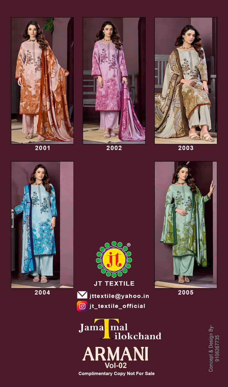 Jt Armani Vol 2 Fancy Rayon Dress Material Wholesale Collection ( 5 Pcs Catalog )