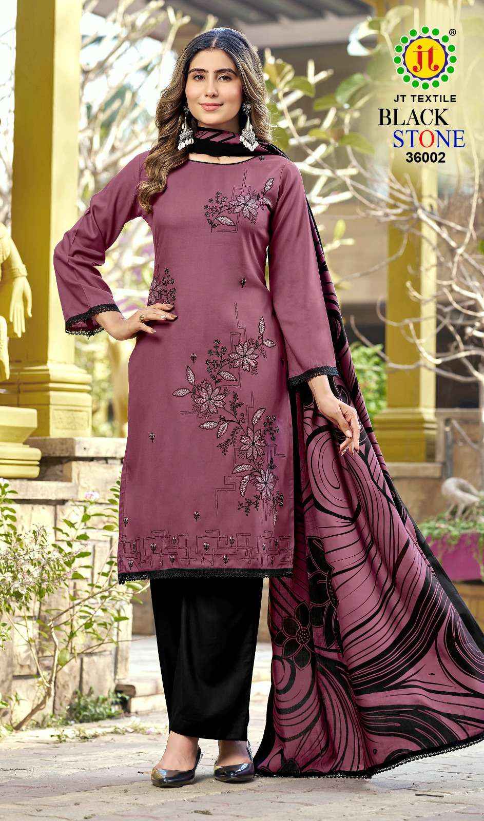 Jt Black Stone Vol 36 Premium Style Rayon Suit Collection ( 5 Pcs Catalog )