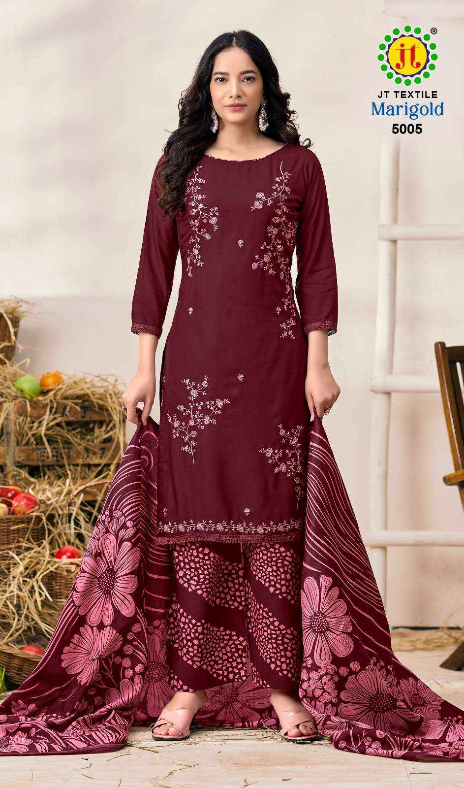 Jt Marigold Vol 5 Unstitch Fancy Ladies Dress Collection ( 5 Pcs Catalog )