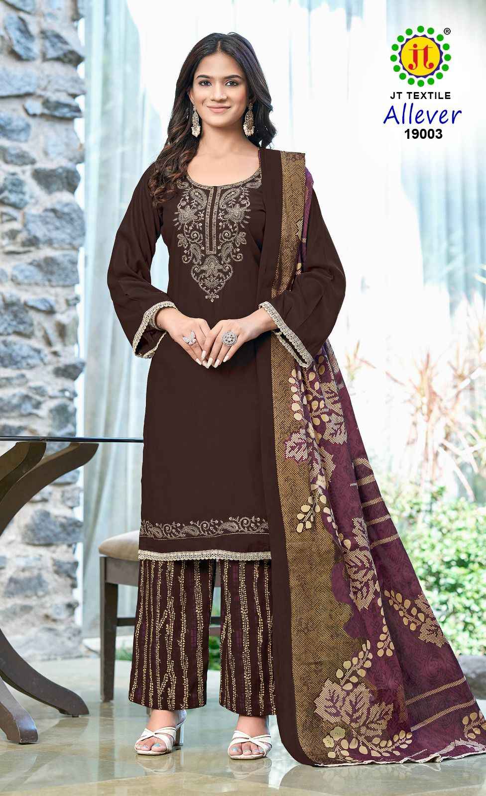 JT TEXTILE ALLEVER VOL 19 RAYON DRESS MATERIAL WHOLESALE SURAT ( 5 PCS CATALOGUE )