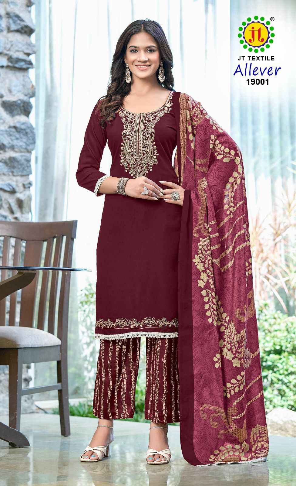 JT TEXTILE ALLEVER VOL 19 RAYON DRESS MATERIAL WHOLESALE SURAT ( 5 PCS CATALOGUE )