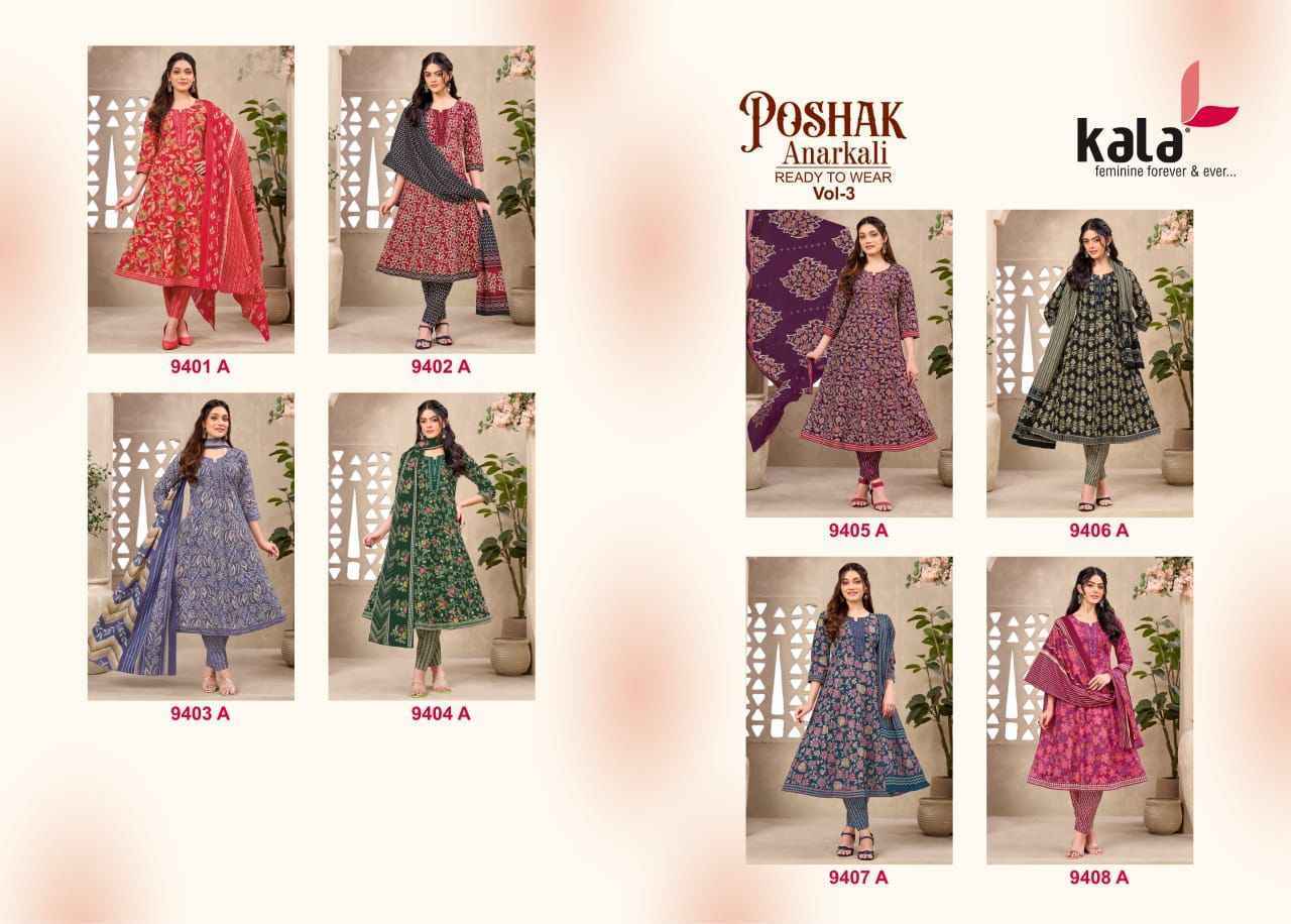 Kala Anarkali Vol 3 Readymade Cotton Dress Collection ( 8 Pcs Catalog )