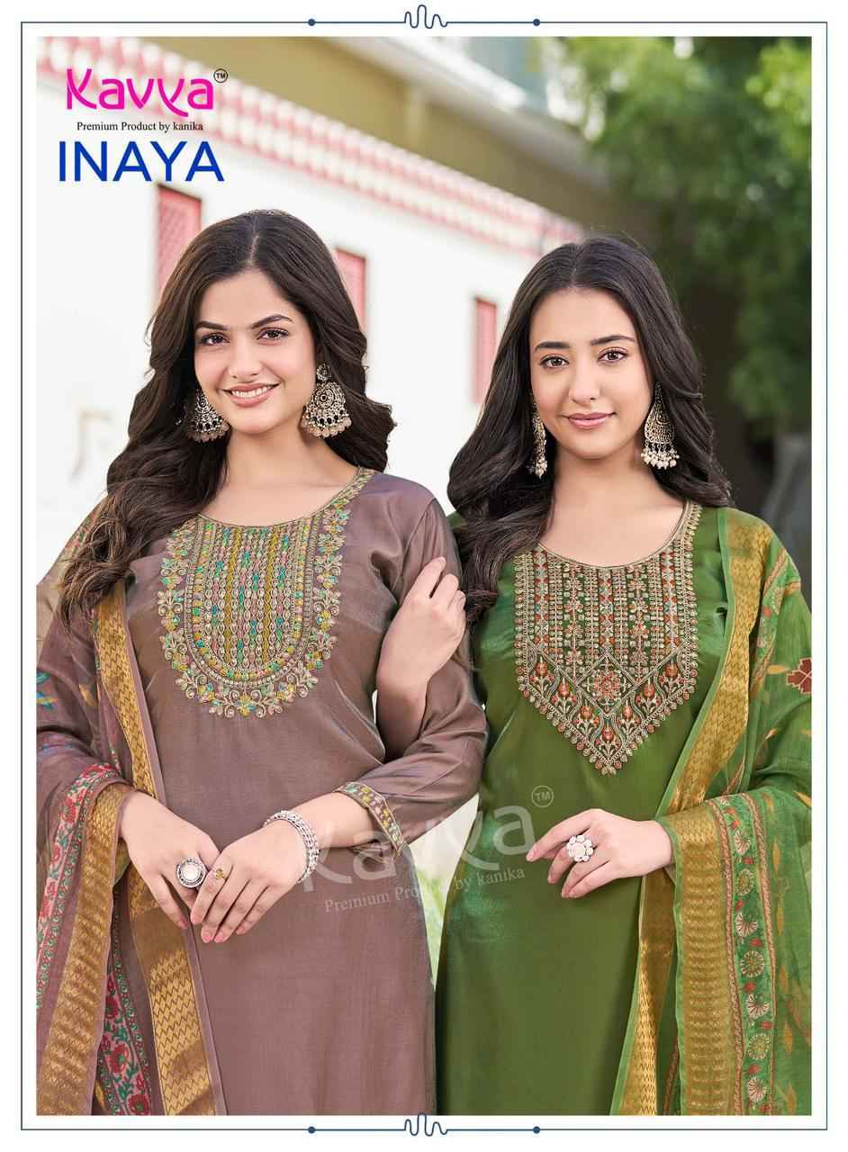 Kavya Inaya Vol 1 Roman Glass Silk Kurti Combo Collection ( 10 Pcs Catalog )