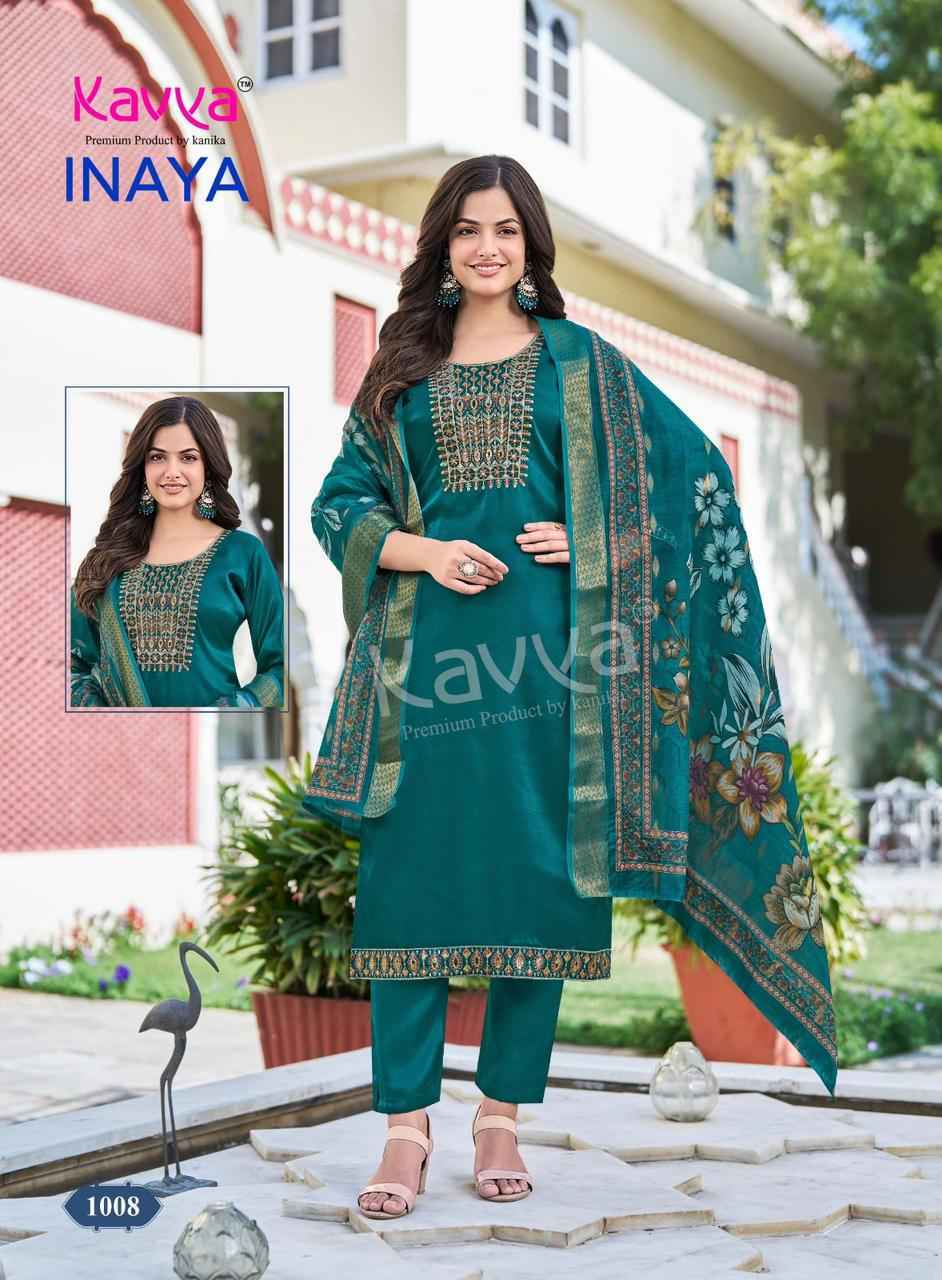 Kavya Inaya Vol 1 Roman Glass Silk Kurti Combo Collection ( 10 Pcs Catalog )