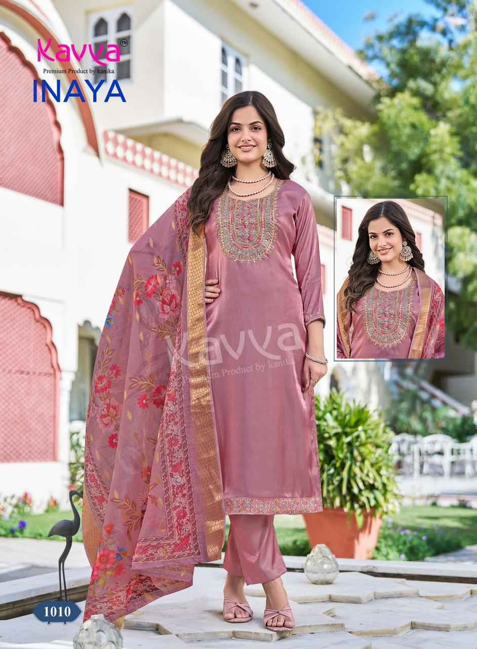 Kavya Inaya Vol 1 Roman Glass Silk Kurti Combo Collection ( 10 Pcs Catalog )