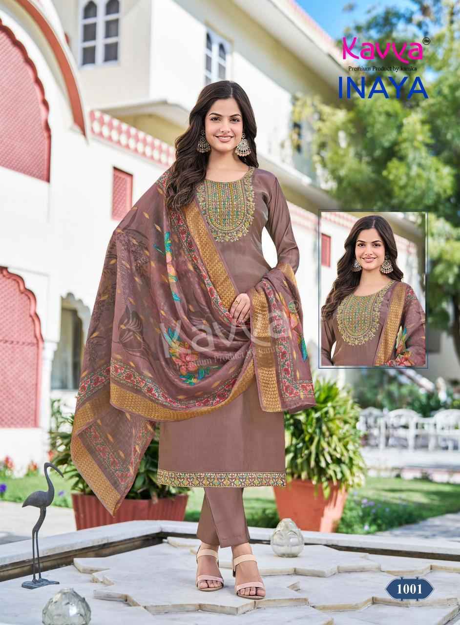 Kavya Inaya Vol 1 Roman Glass Silk Kurti Combo Collection ( 10 Pcs Catalog )