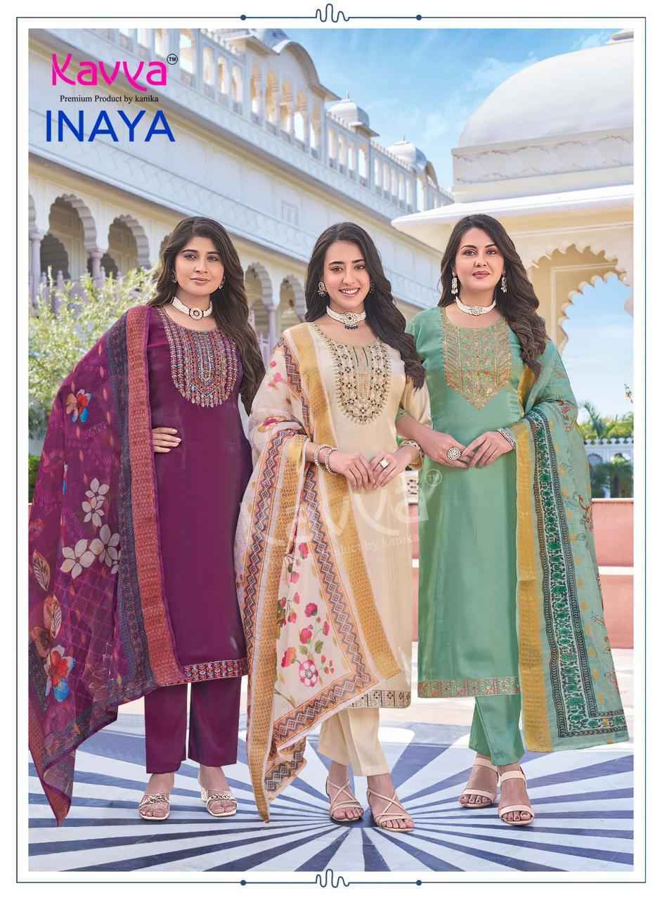 Kavya Inaya Vol 1 Roman Glass Silk Kurti Combo Collection ( 10 Pcs Catalog )