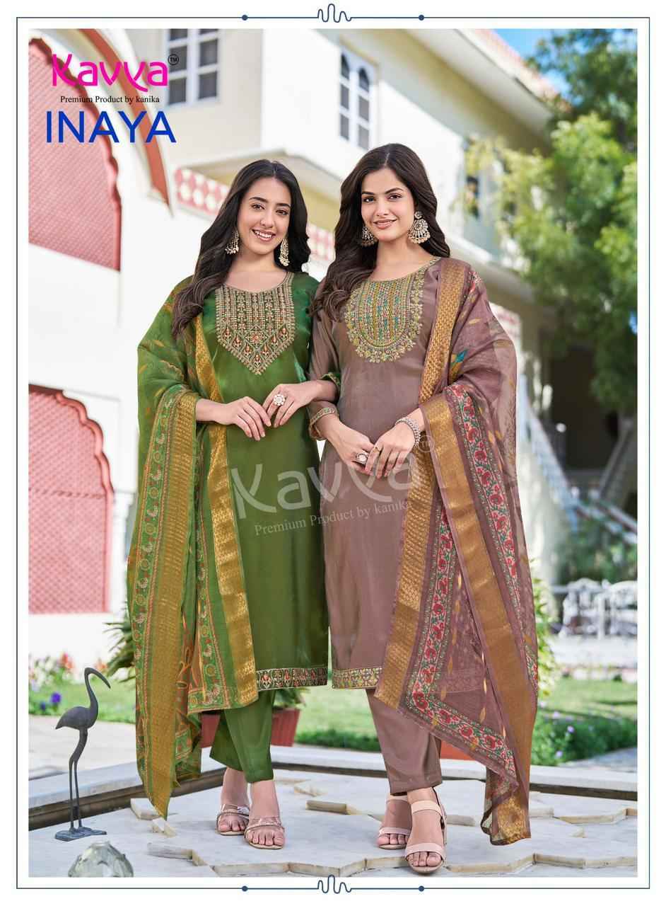 Kavya Inaya Vol 1 Roman Glass Silk Kurti Combo Collection ( 10 Pcs Catalog )