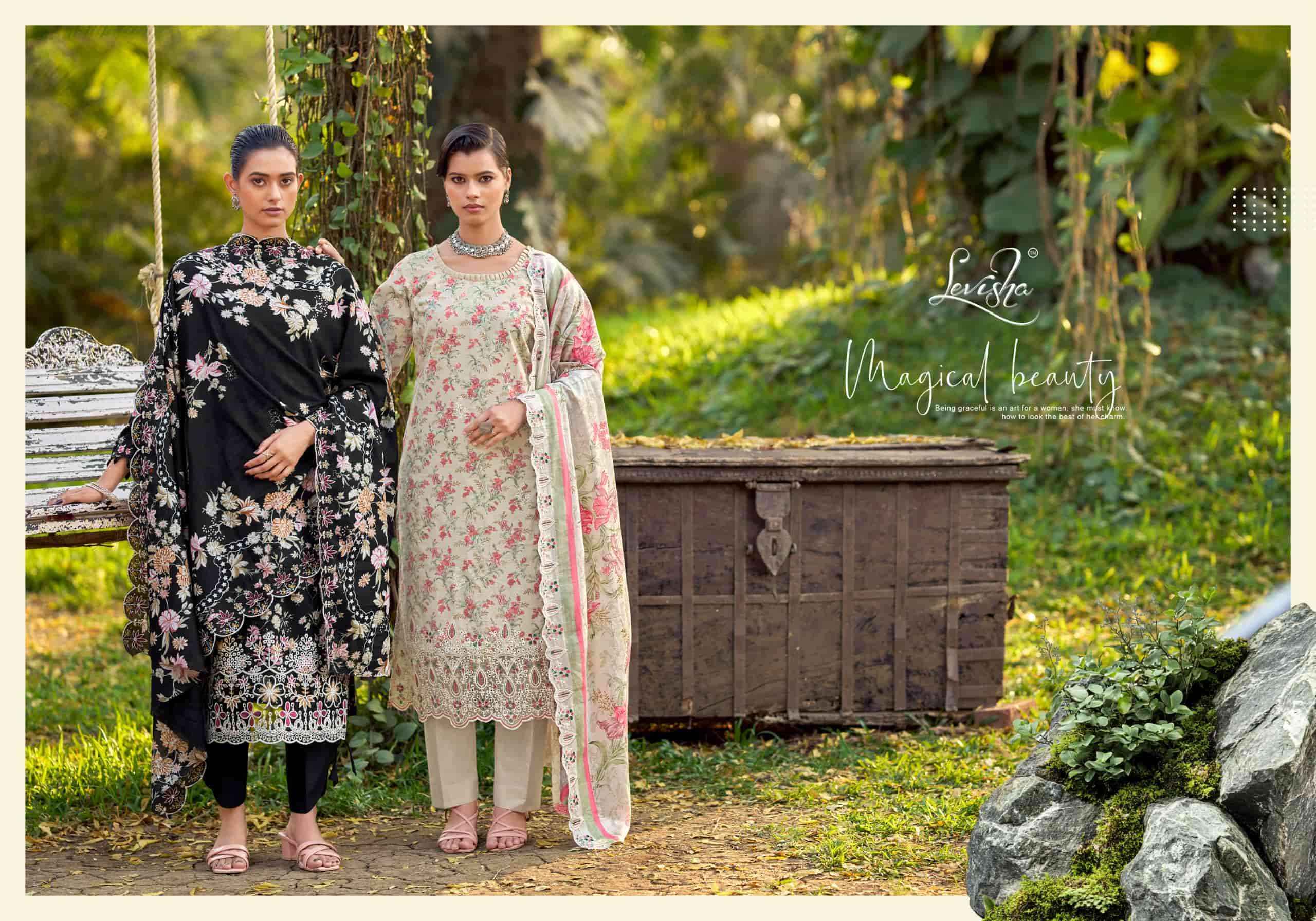 Levisha Chikakari Pure Lawn Cotton Dress Material Wholesale Online Price ( 6 Pcs Catalogue )