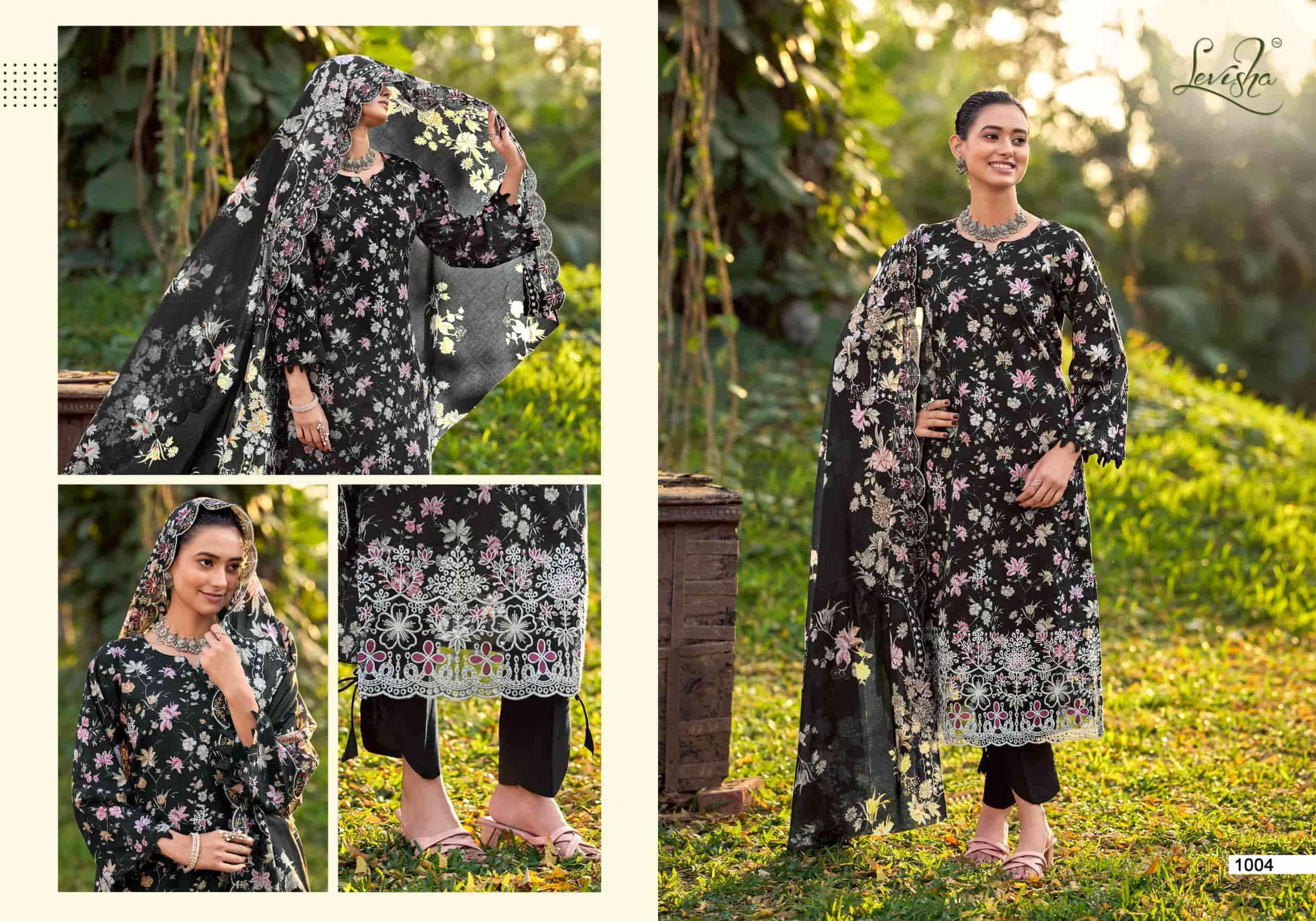 Levisha Chikakari Pure Lawn Cotton Dress Material Wholesale Online Price ( 6 Pcs Catalogue )