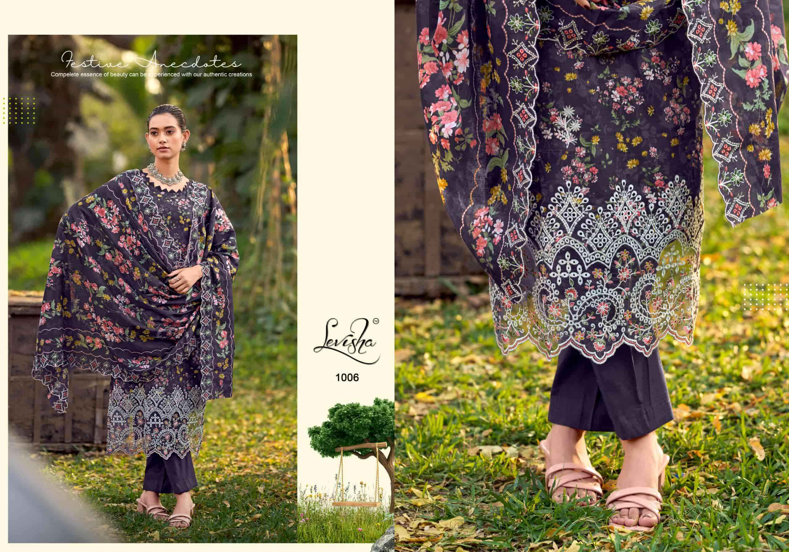 Levisha Chikakari Pure Lawn Cotton Dress Material Wholesale Online Price ( 6 Pcs Catalogue )