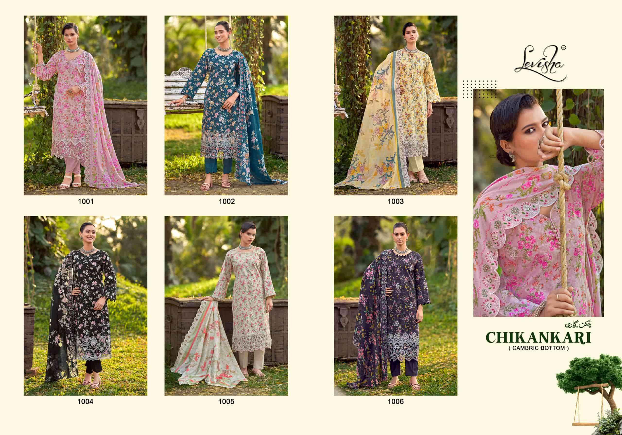 Levisha Chikakari Pure Lawn Cotton Dress Material Wholesale Online Price ( 6 Pcs Catalogue )