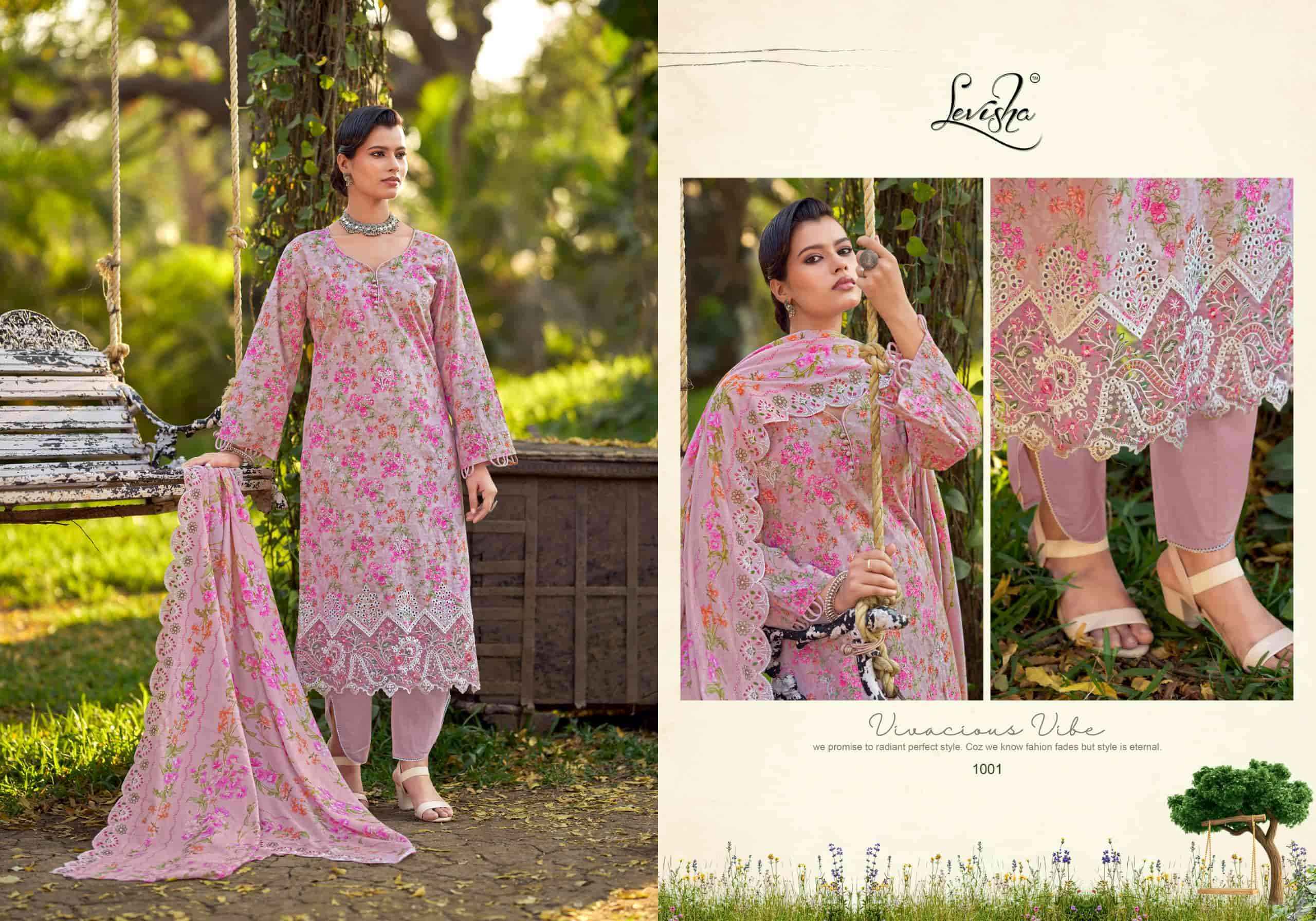 Levisha Chikakari Pure Lawn Cotton Dress Material Wholesale Online Price ( 6 Pcs Catalogue )