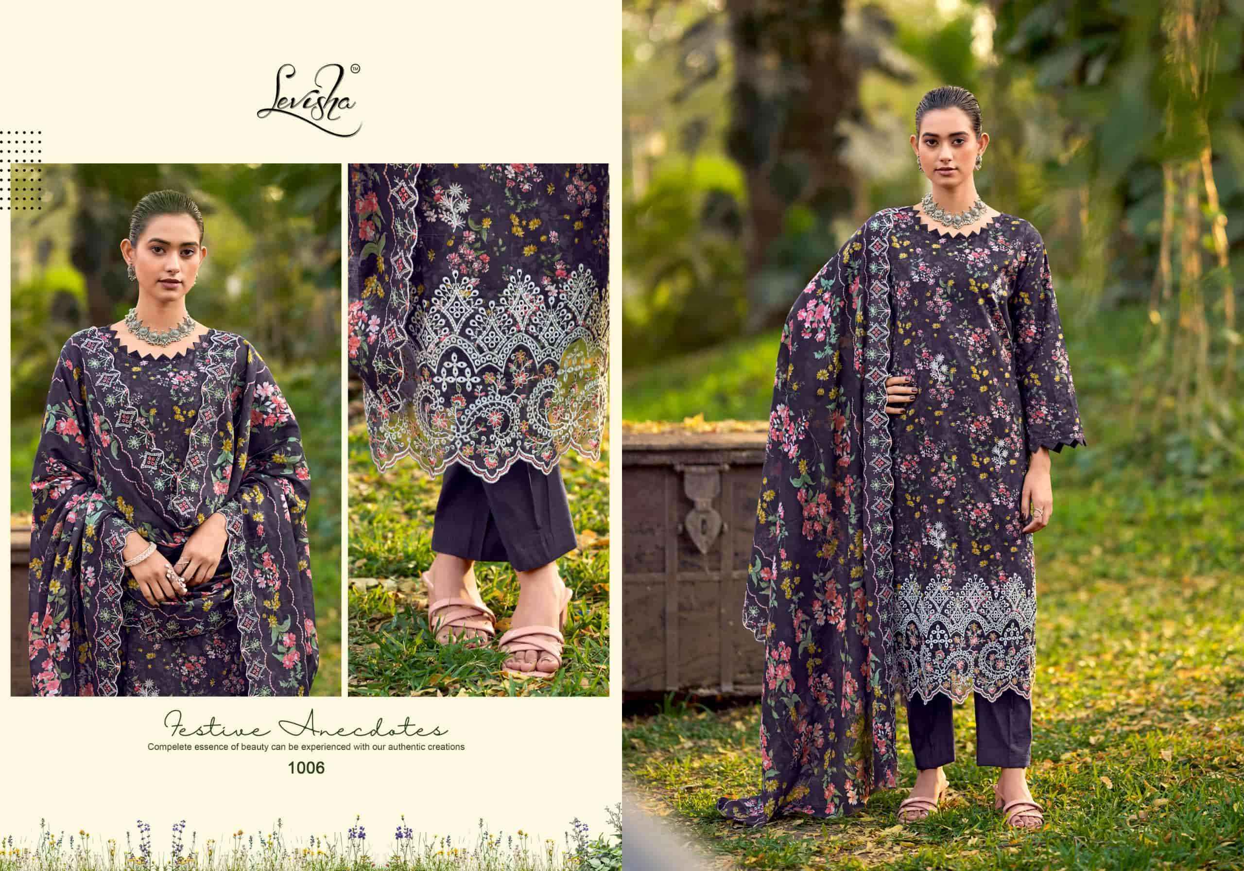 Levisha Chikakari Pure Lawn Cotton Dress Material Wholesale Online Price ( 6 Pcs Catalogue )