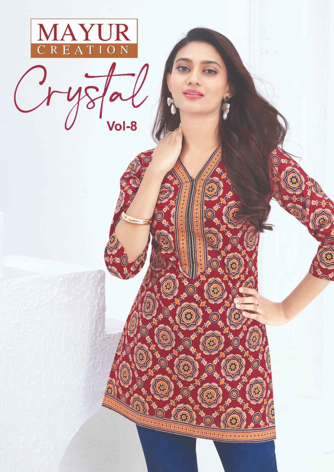 Mayur Creation Crystal Vol 8 Poplin Cotton Tunic Top Collection ( 12 Pcs Catalog )