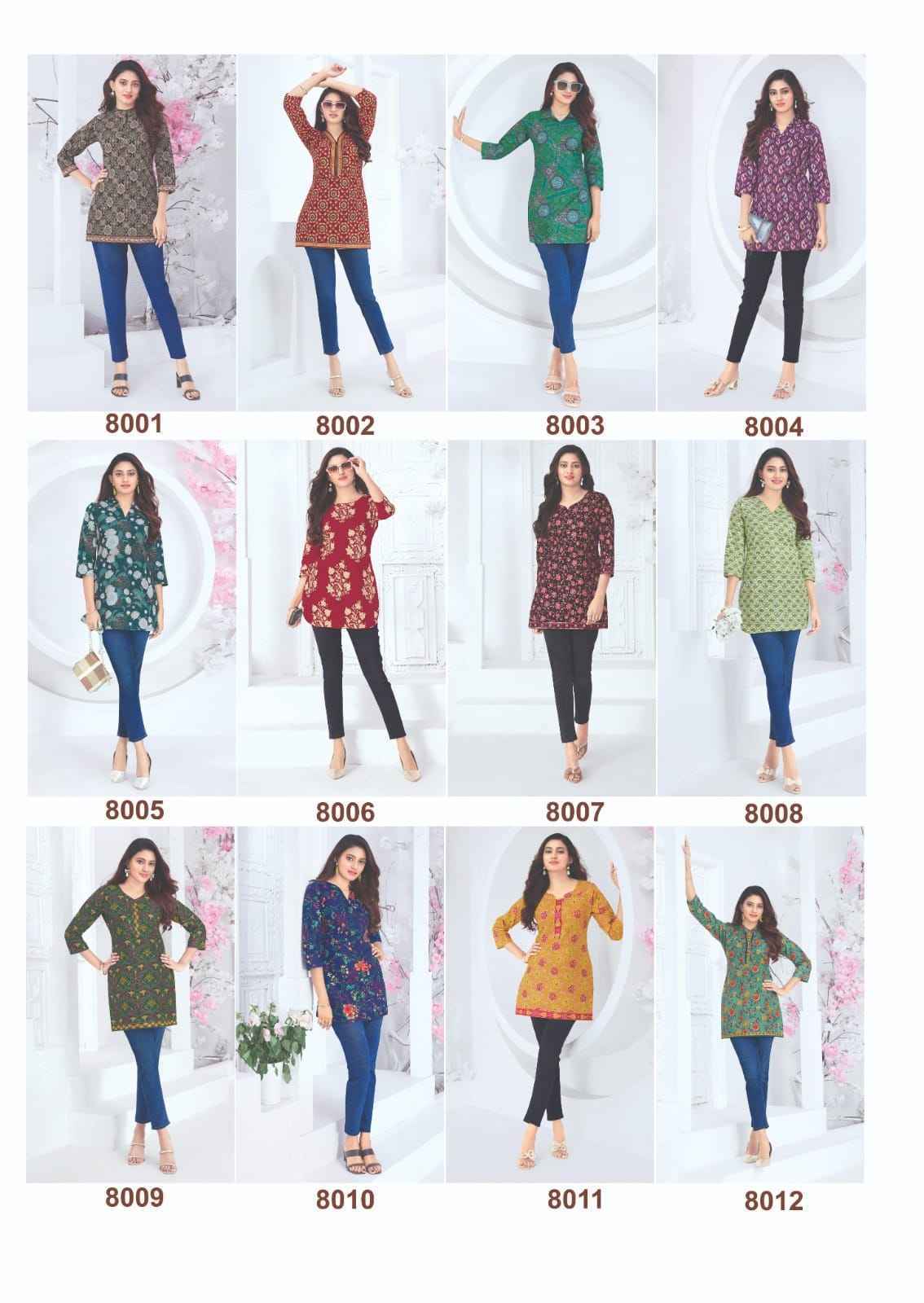 Mayur Creation Crystal Vol 8 Poplin Cotton Tunic Top Collection ( 12 Pcs Catalog )
