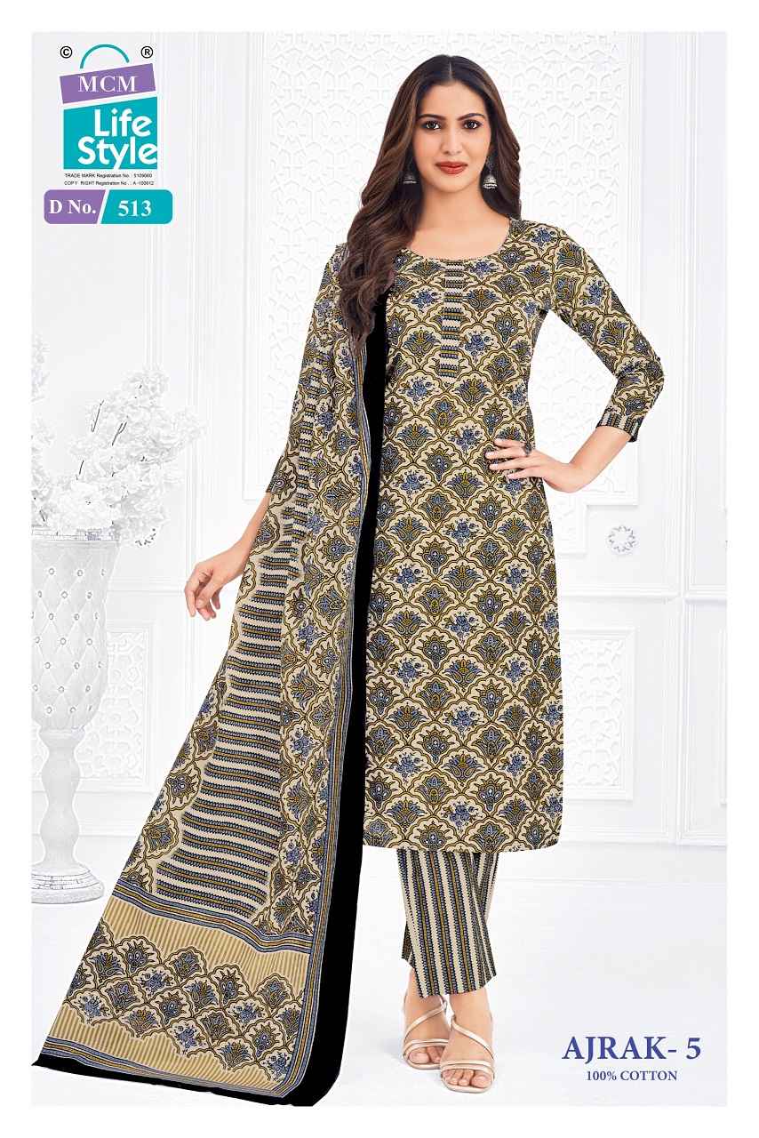 Mcm Lifestyle Ajrakh Vol 5 Pure Cotton Dress Material Wholesale Online Price ( 10 Pcs Catalogue )