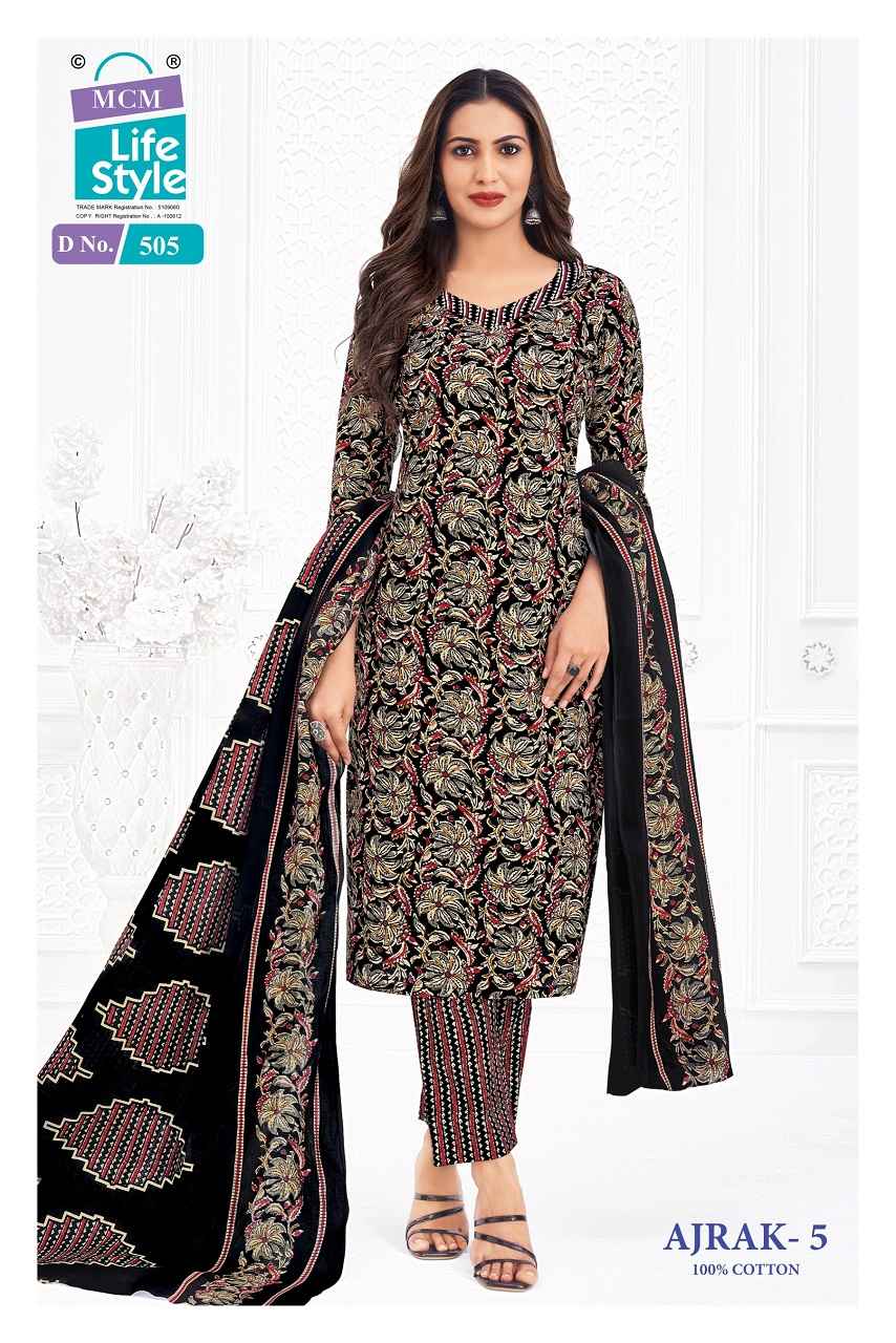 Mcm Lifestyle Ajrakh Vol 5 Pure Cotton Dress Material Wholesale Online Price ( 10 Pcs Catalogue )