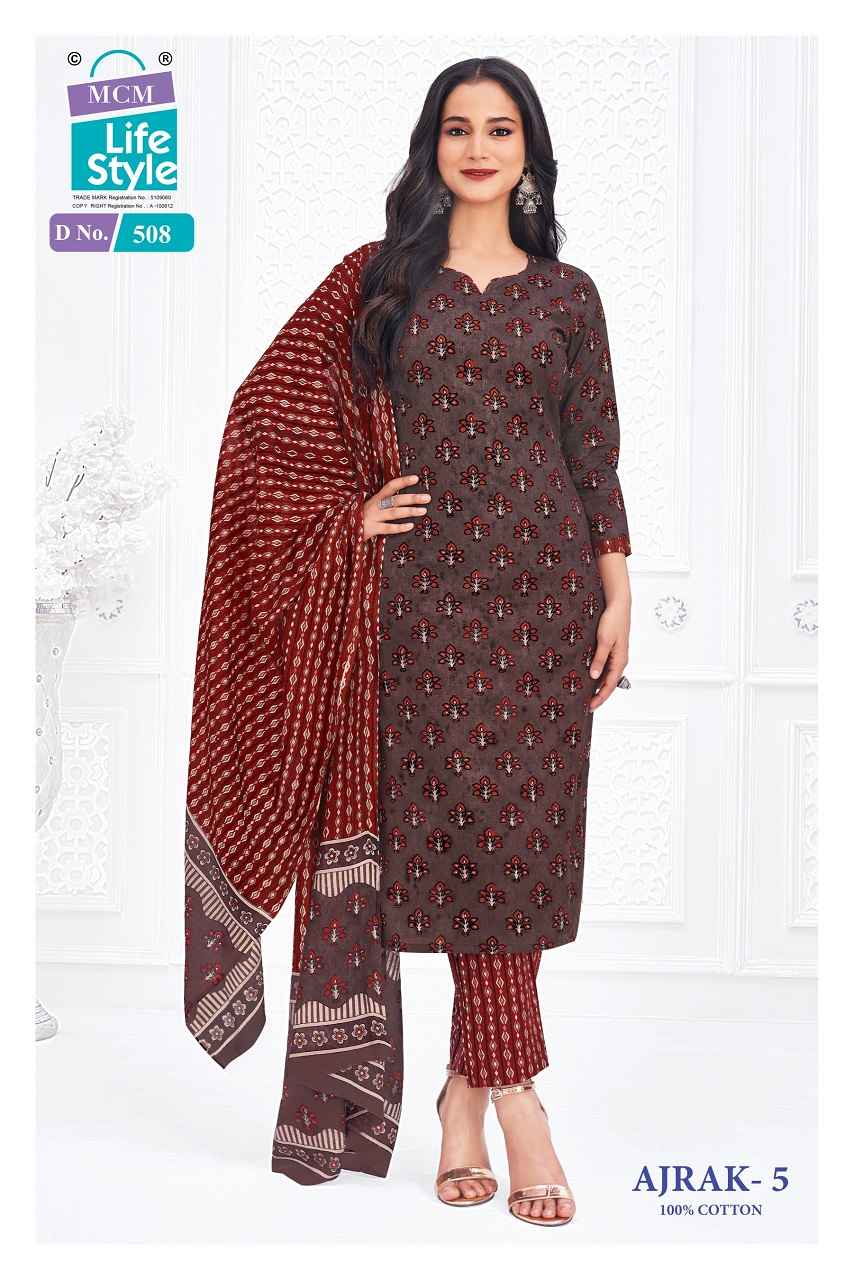 Mcm Lifestyle Ajrakh Vol 5 Pure Cotton Dress Material Wholesale Online Price ( 10 Pcs Catalogue )