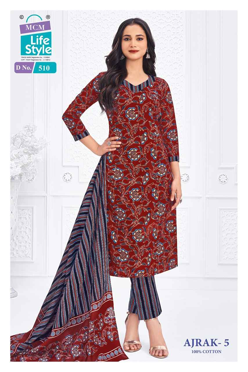 Mcm Lifestyle Ajrakh Vol 5 Pure Cotton Dress Material Wholesale Online Price ( 10 Pcs Catalogue )