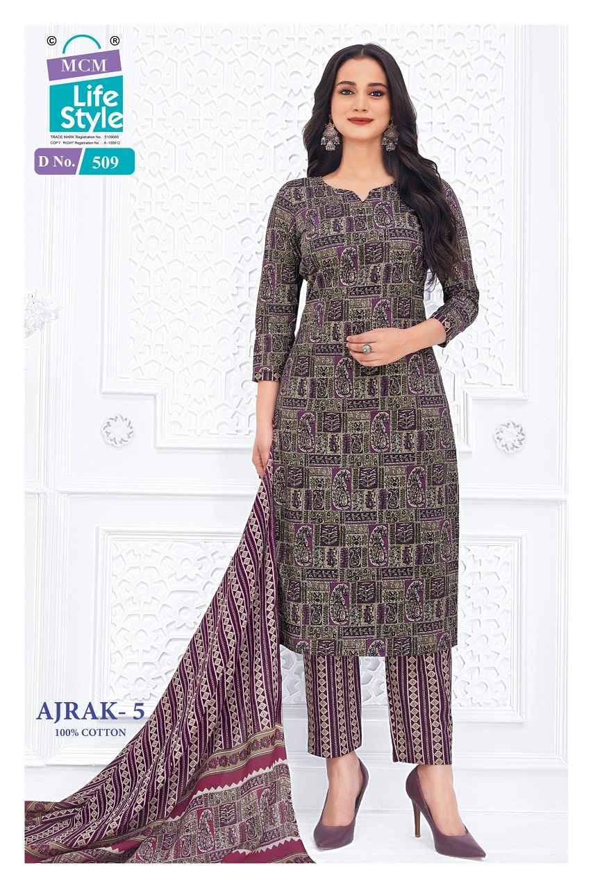 Mcm Lifestyle Ajrakh Vol 5 Pure Cotton Dress Material Wholesale Online Price ( 10 Pcs Catalogue )