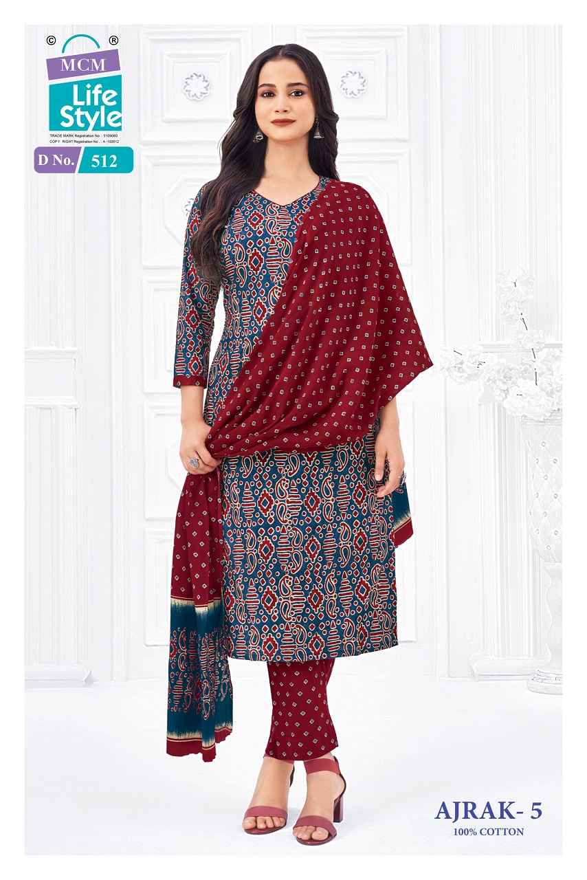 Mcm Lifestyle Ajrakh Vol 5 Pure Cotton Dress Material Wholesale Online Price ( 10 Pcs Catalogue )