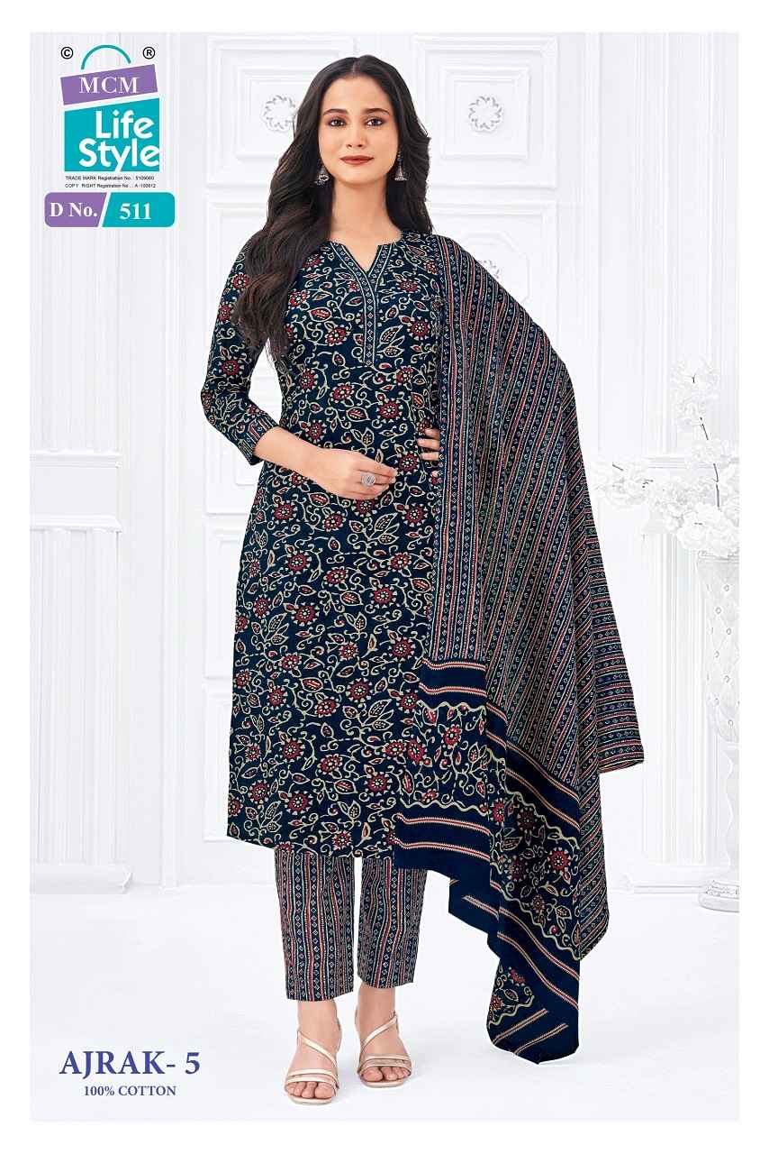 Mcm Lifestyle Ajrakh Vol 5 Pure Cotton Dress Material Wholesale Online Price ( 10 Pcs Catalogue )