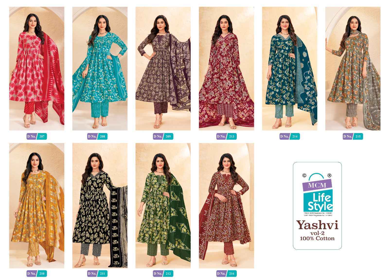MCM Lifestyle Yashvi Vol 2 Pure Cotton Readymade Suits Wholesale Price ( 10 pcs Catalogue )