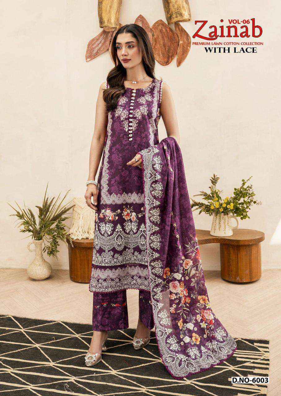 Miss World Choice Zainab Vol 6 Lawn Cotton Dress Material Wholesale Price ( 6 pcs Catalogue )
