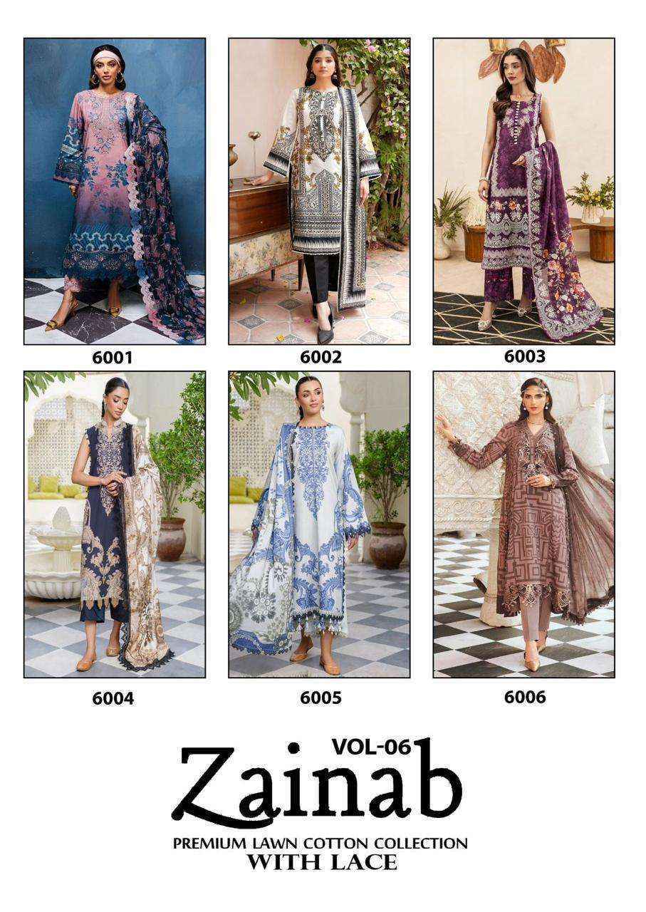 Miss World Choice Zainab Vol 6 Lawn Cotton Dress Material Wholesale Price ( 6 pcs Catalogue )