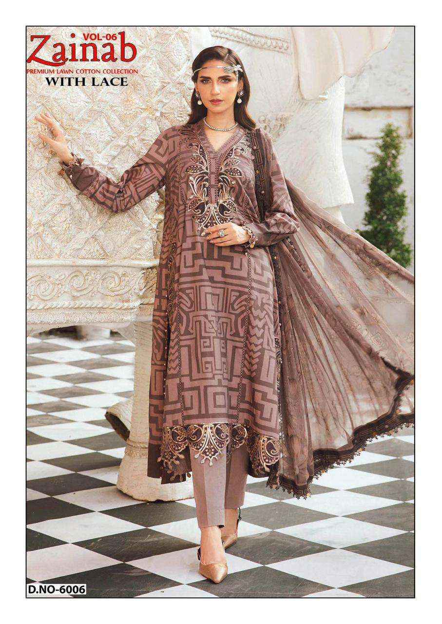 Miss World Choice Zainab Vol 6 Lawn Cotton Dress Material Wholesale Price ( 6 pcs Catalogue )