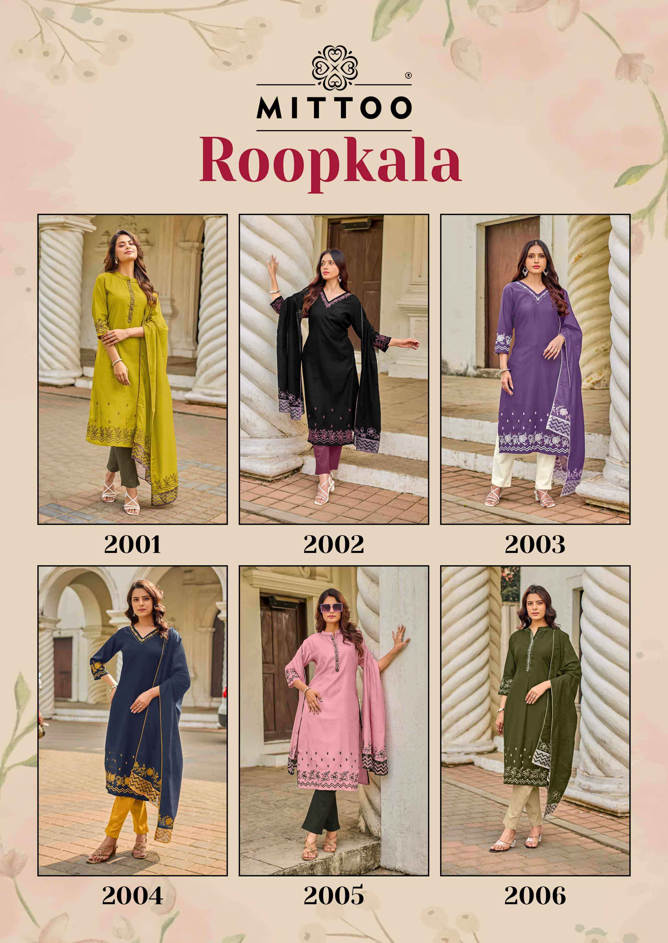 Mittoo Roopkala Premium Designs Kurti Bottom Dupatta Set Wholesale Collection ( 6 Pcs Catalog )