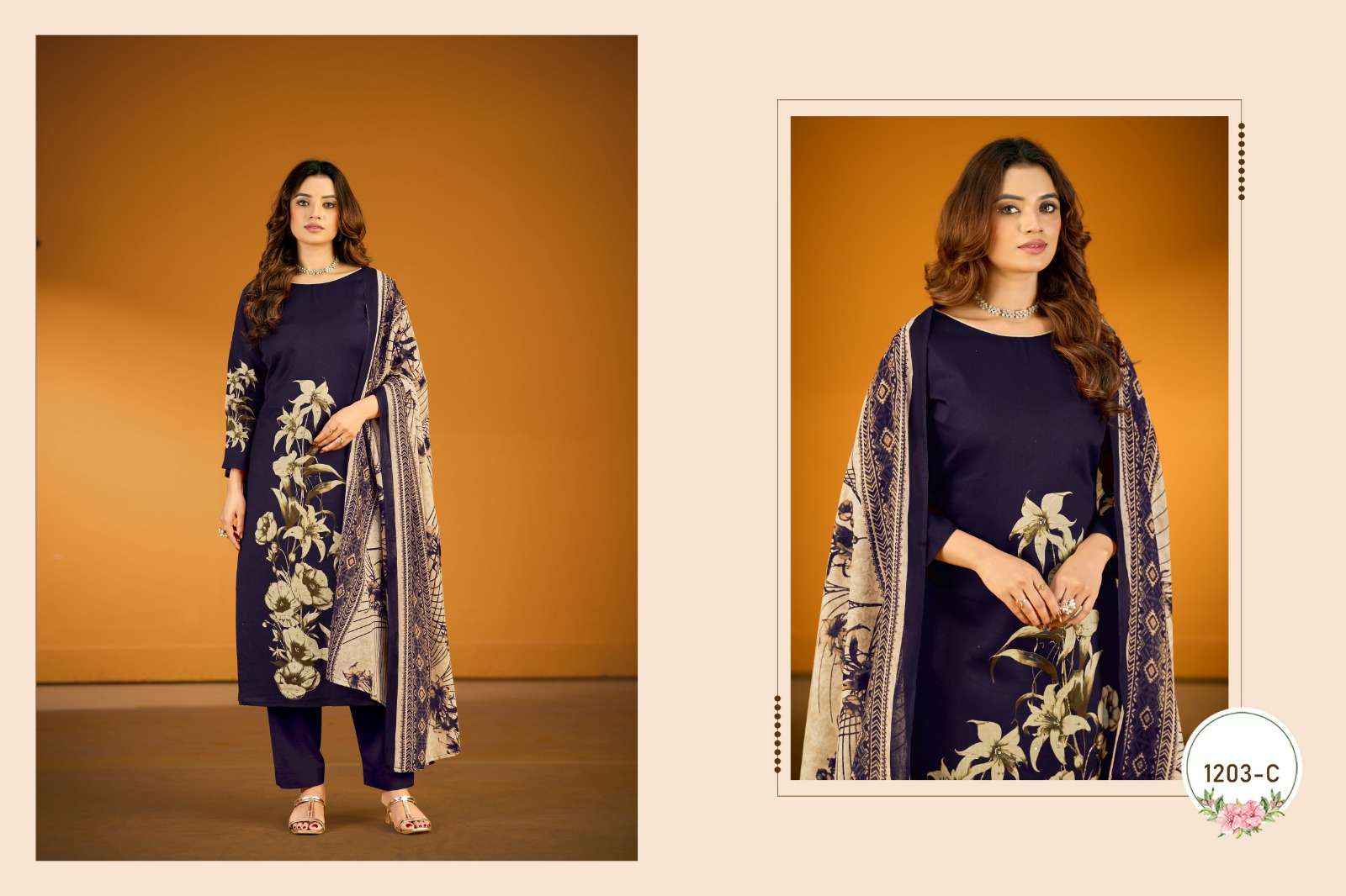 RADHIKA FASHION AZARA KAYKA D NO 1203 JAM COTTON SUITS ( 4 PCS CATALOGUE )