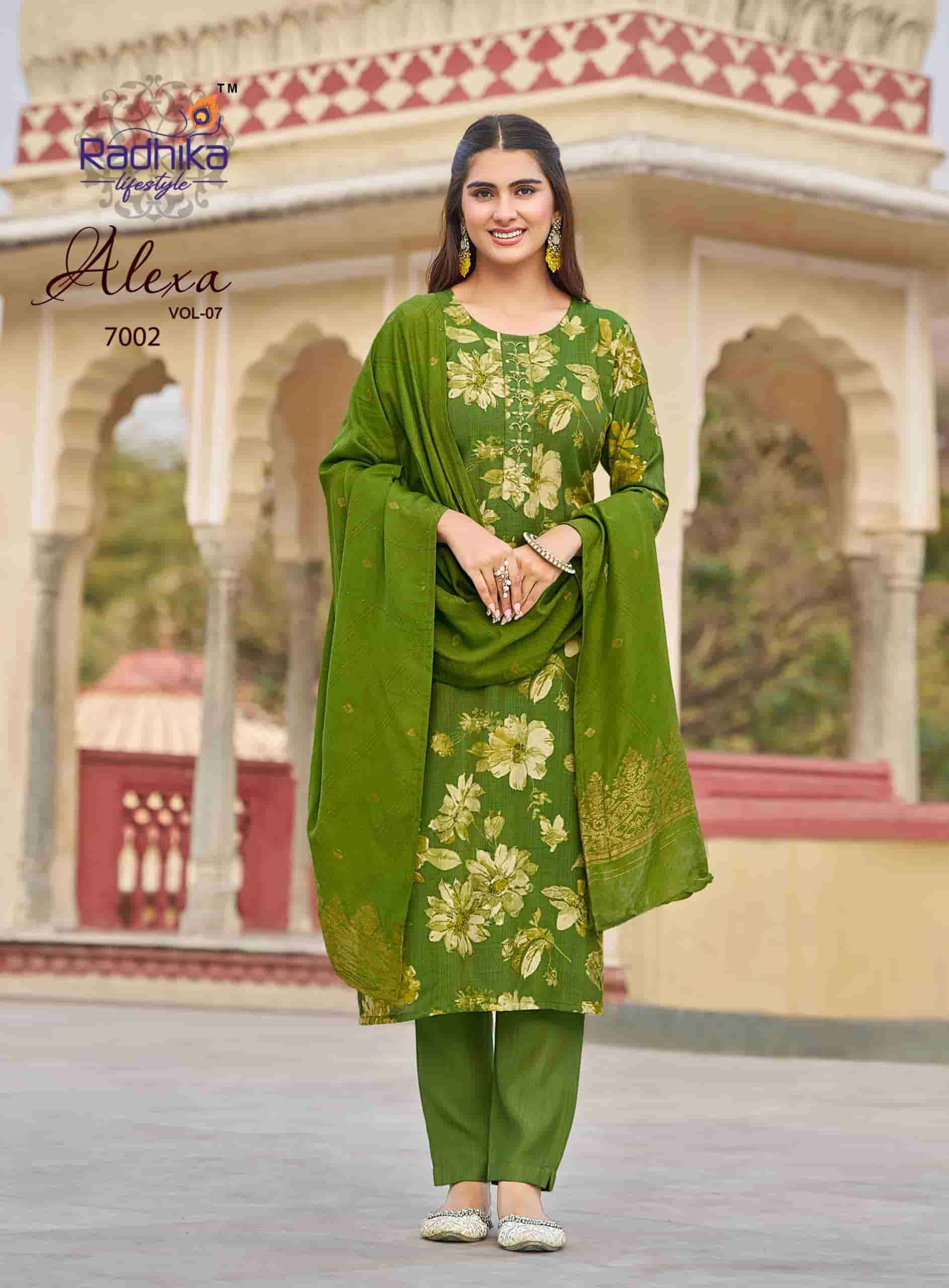 Radhika Lifestyle Alexa Vol 7 Premium Top Bottom Dupatta Set Collection ( 8 Pcs Catalog )