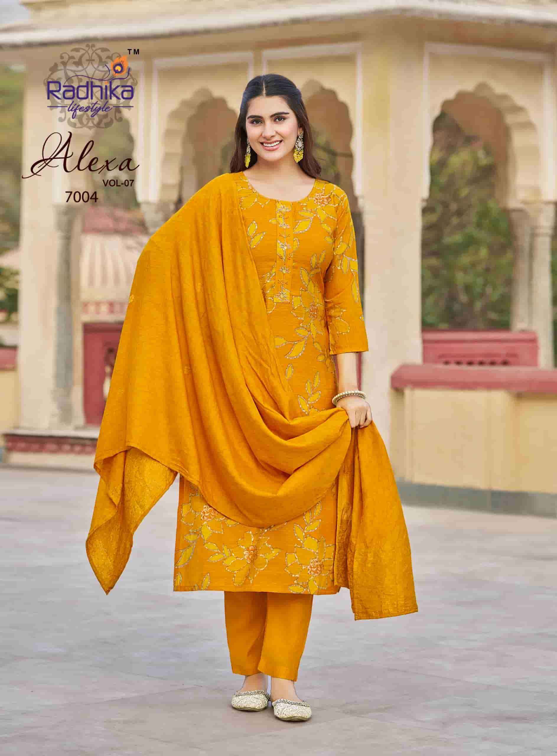 Radhika Lifestyle Alexa Vol 7 Premium Top Bottom Dupatta Set Collection ( 8 Pcs Catalog )